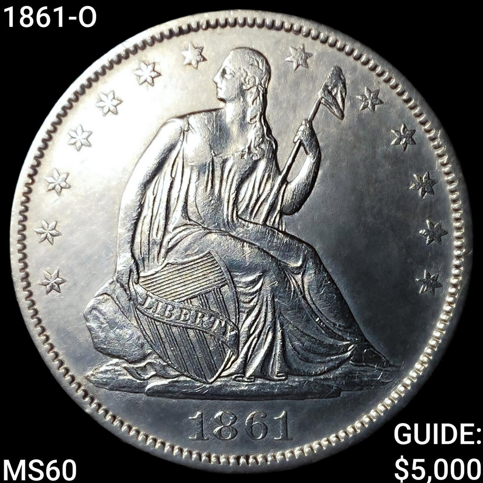 1861-O Seated Liberty Half Dollar UNCIRCULATED: 1861-O Seated Liberty Half Dollar UNCIRCULATED