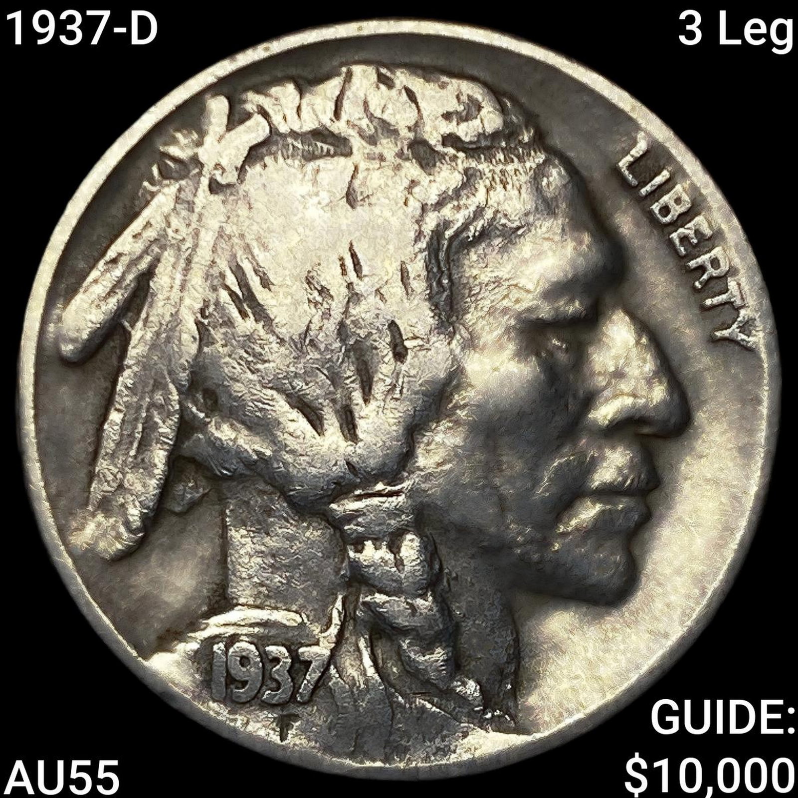 1937-D 3 Leg Buffalo Nickel HIGH GRADE: 1937-D 3 Leg Buffalo Nickel HIGH GRADE