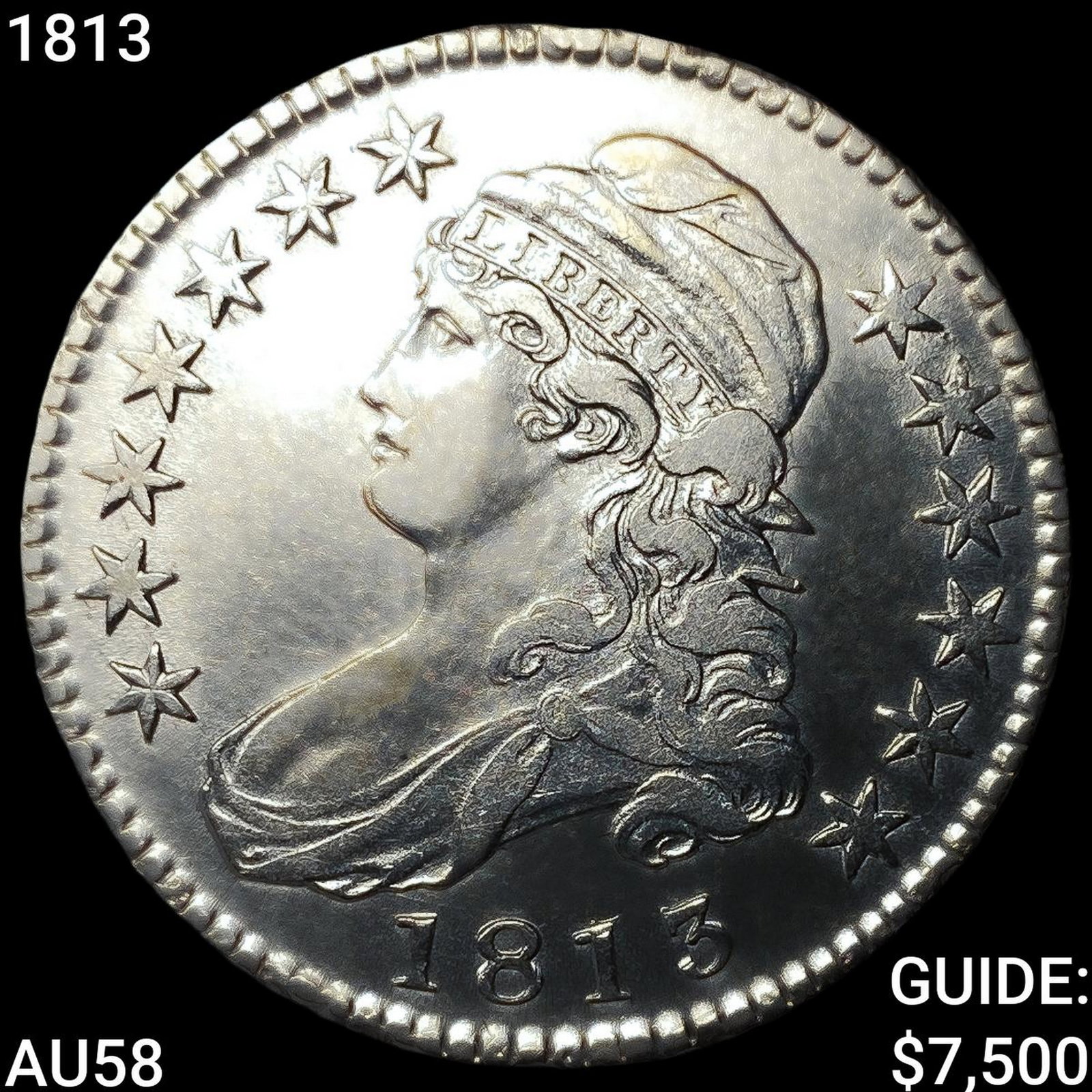1813 Capped Bust Half Dollar CHOICE AU: 1813 Capped Bust Half Dollar CHOICE AU