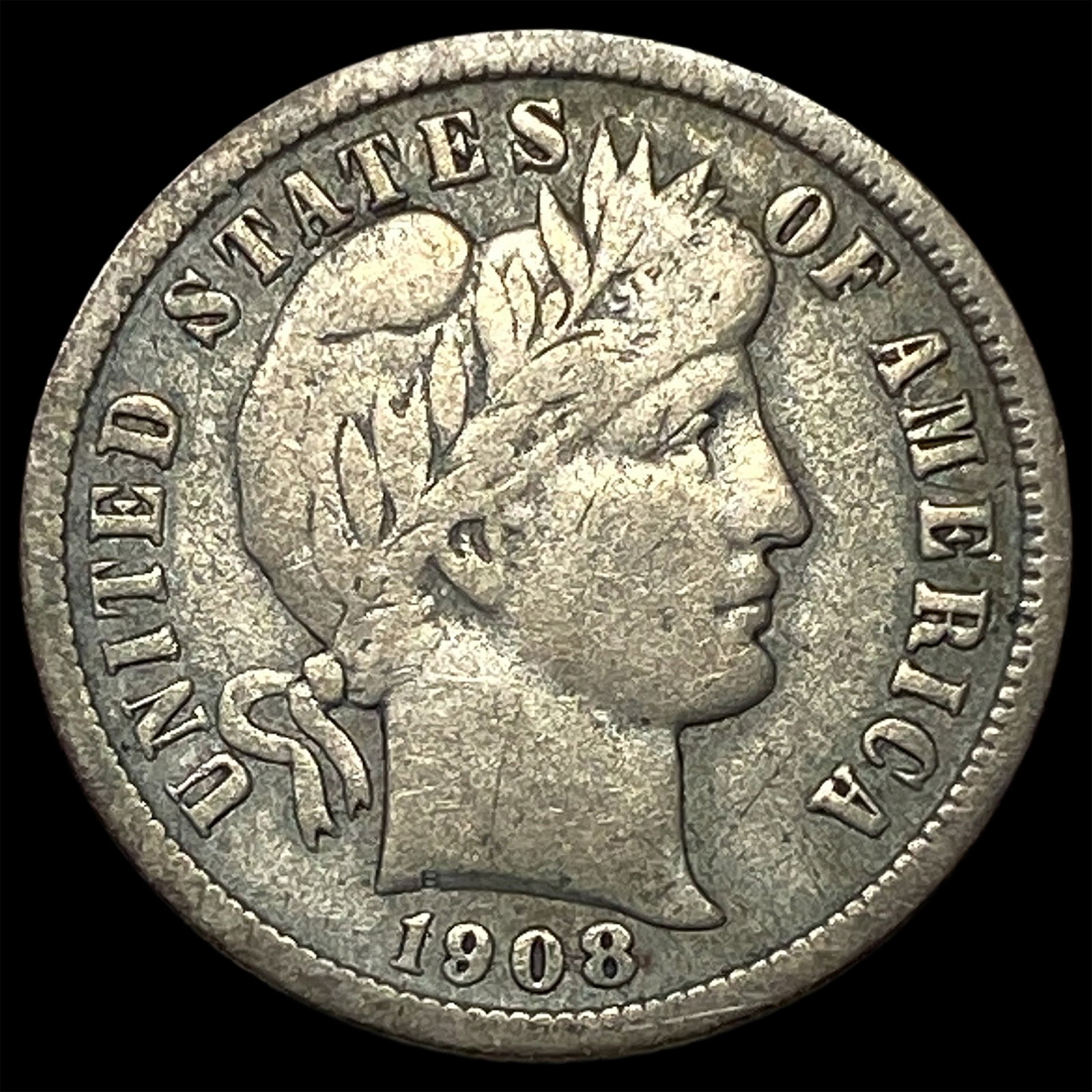 1908-O Silver Barber Dime NEARLY UNCIRCULATED: 1908-O Silver Barber Dime NEARLY UNCIRCULATED