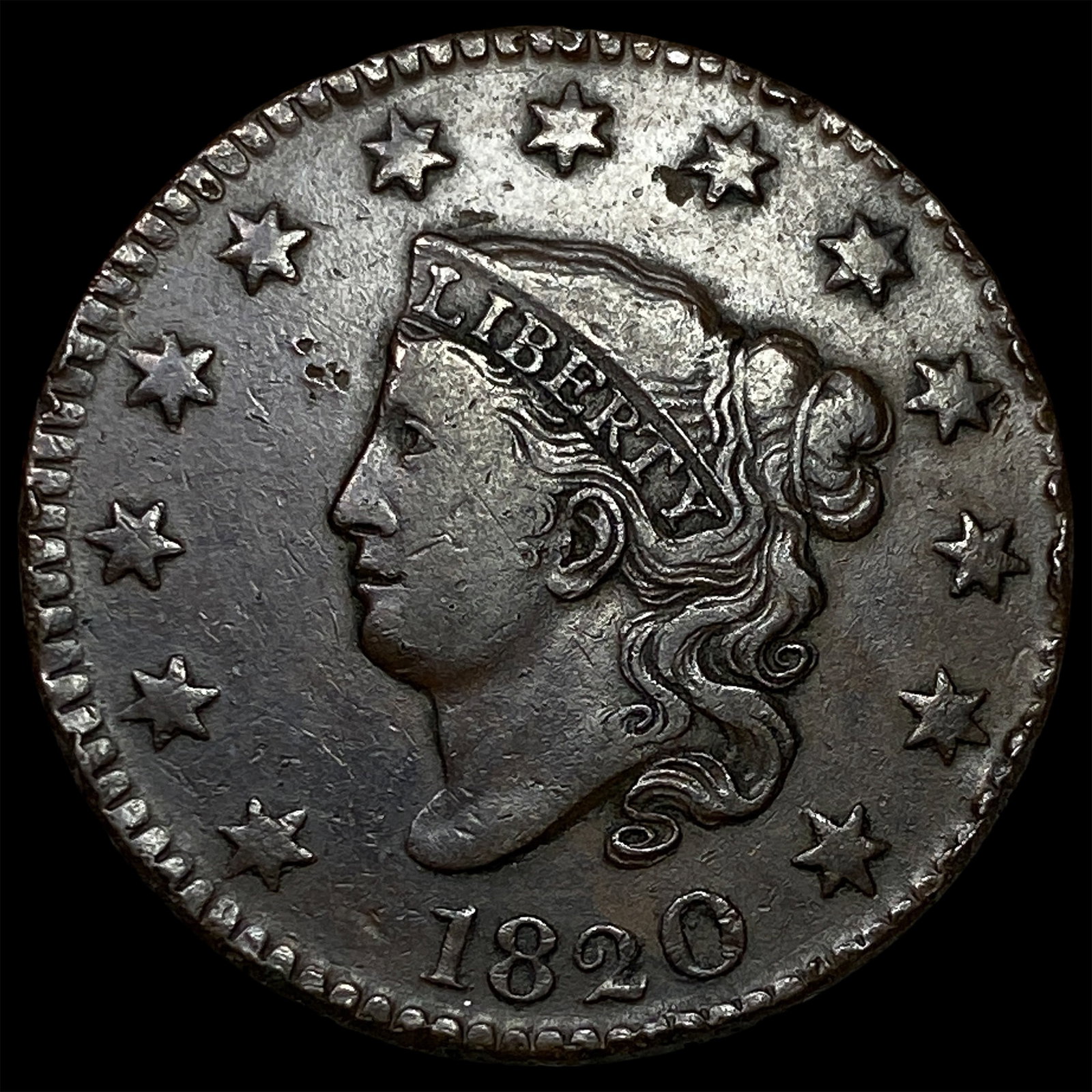 1820 Coronet Head Large Cent NEARLY UNCIRCULATED (1 of 2)