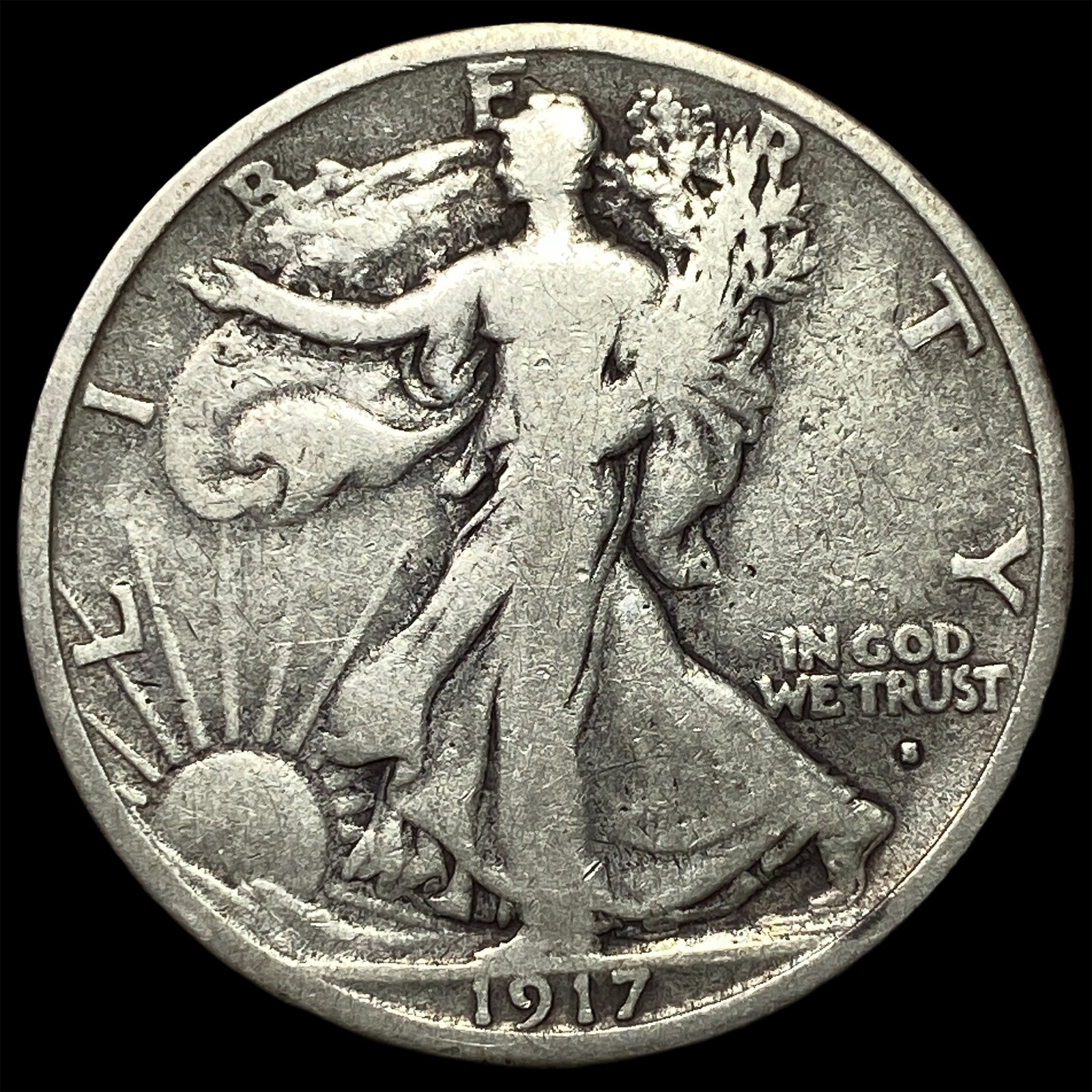 1917-S Silver Walking Liberty Half Dollar NICELY CIRCULATED: 1917-S Silver Walking Liberty Half Dollar NICELY CIRCULATED
