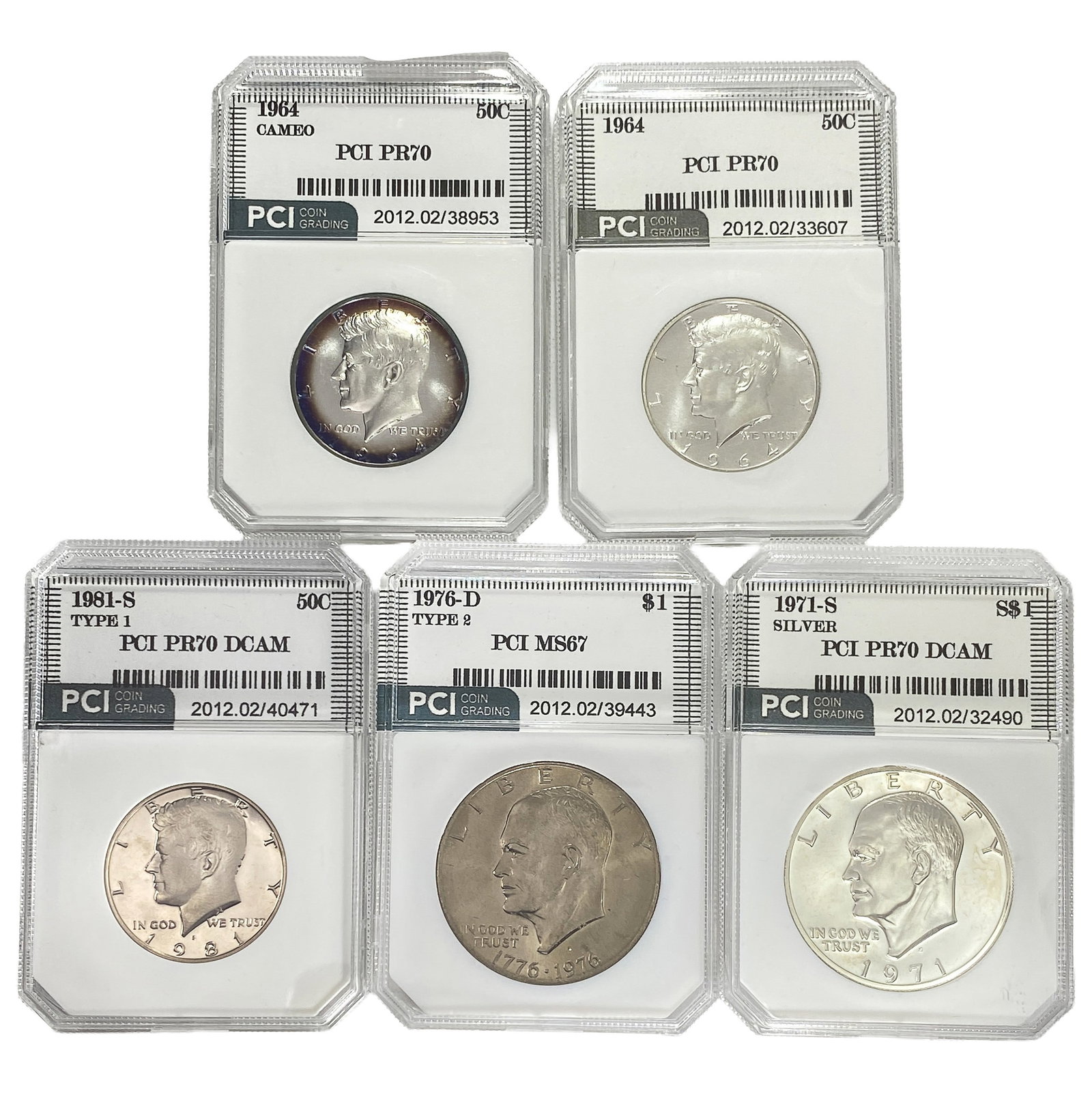 [5 Coins] 1964-1981 Kennedy Half Dollar PCI PR/MS67-70 (1 of 2)