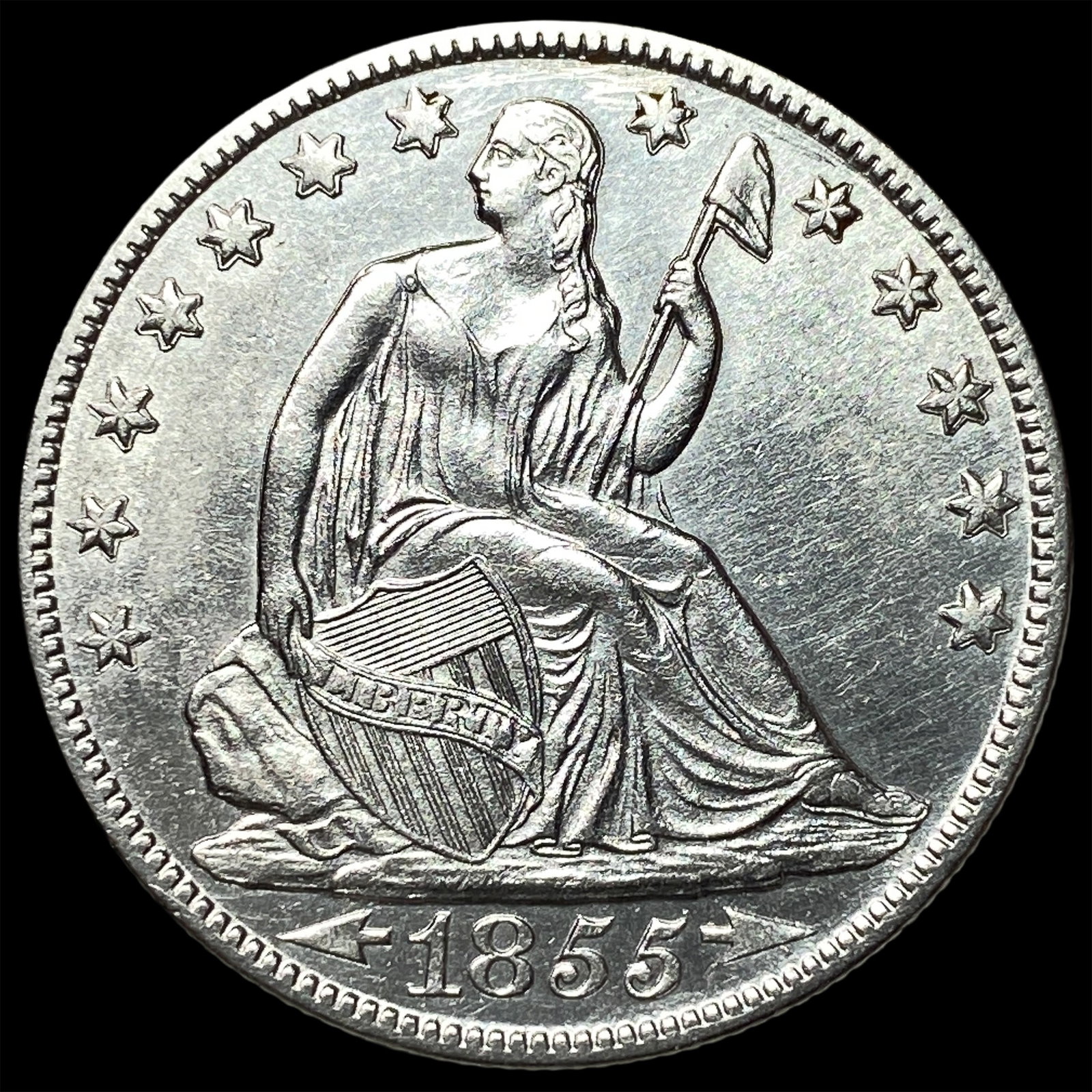 1855-O Silver Seated Liberty Half Dollar CHOICE BU (1 of 2)