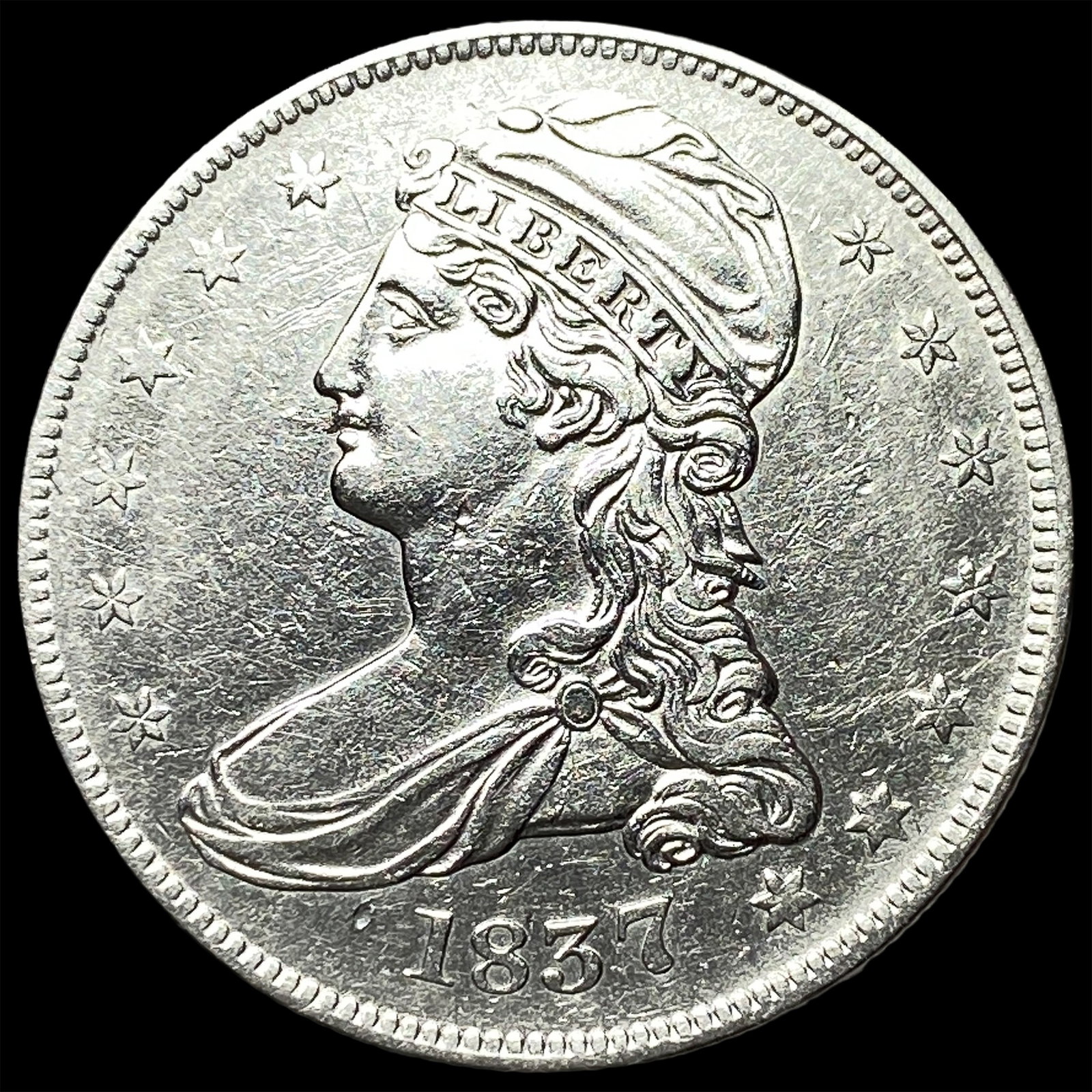 1837 Silver Capped Bust Half Dollar CHOICE AU (1 of 2)