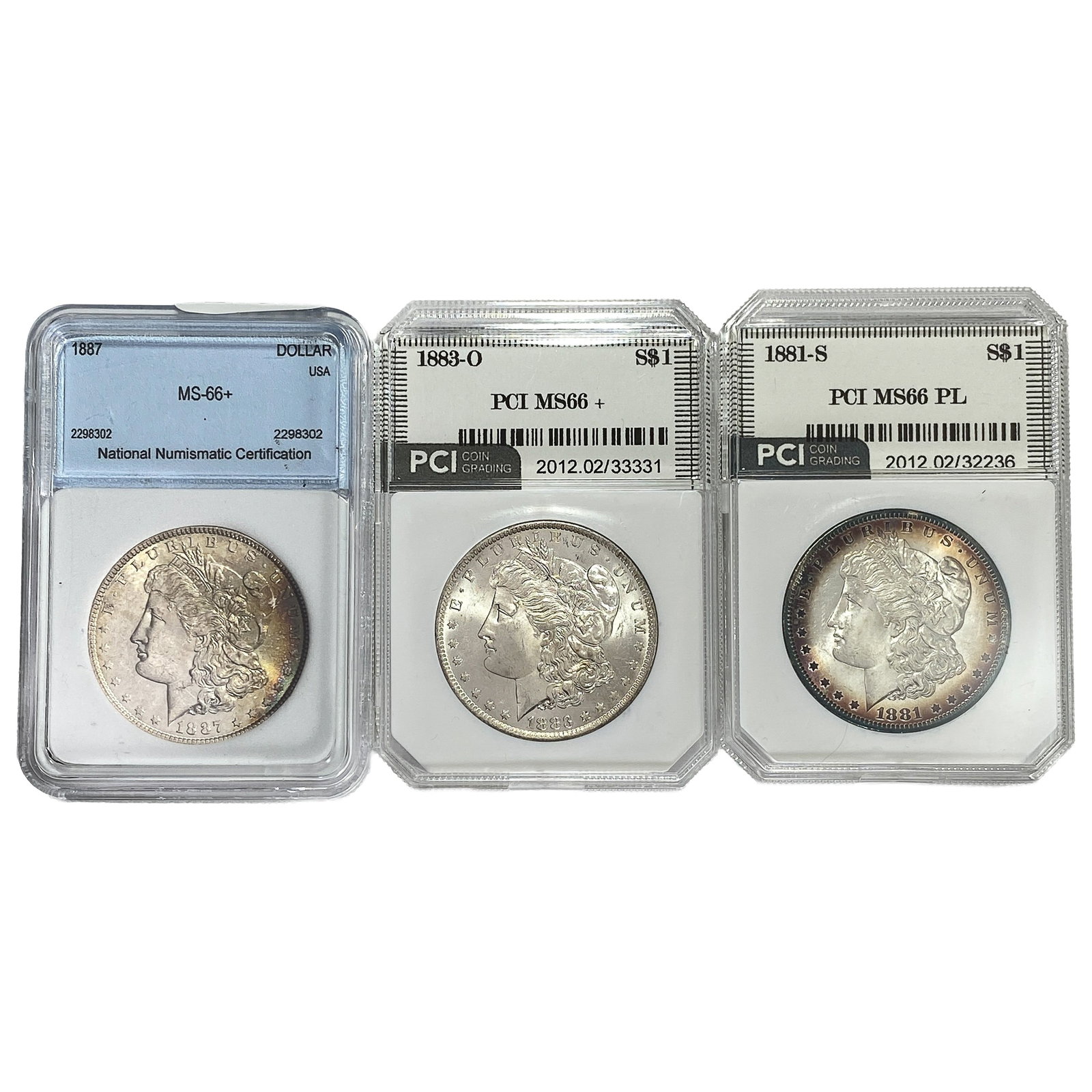 [3 Coins] 1881-1887 Morgan Silver Dollar MS66 (1 of 2)