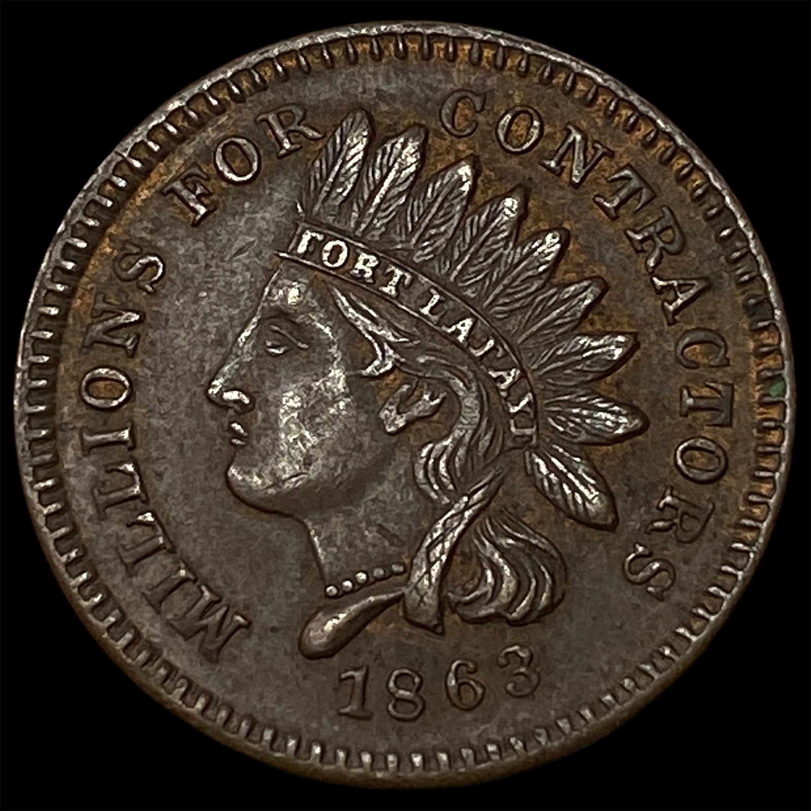 1863 Civil War Token - Millions for Contractors UNCIRCULATED: 1863 Civil War Token - Millions for Contractors UNCIRCULATED
