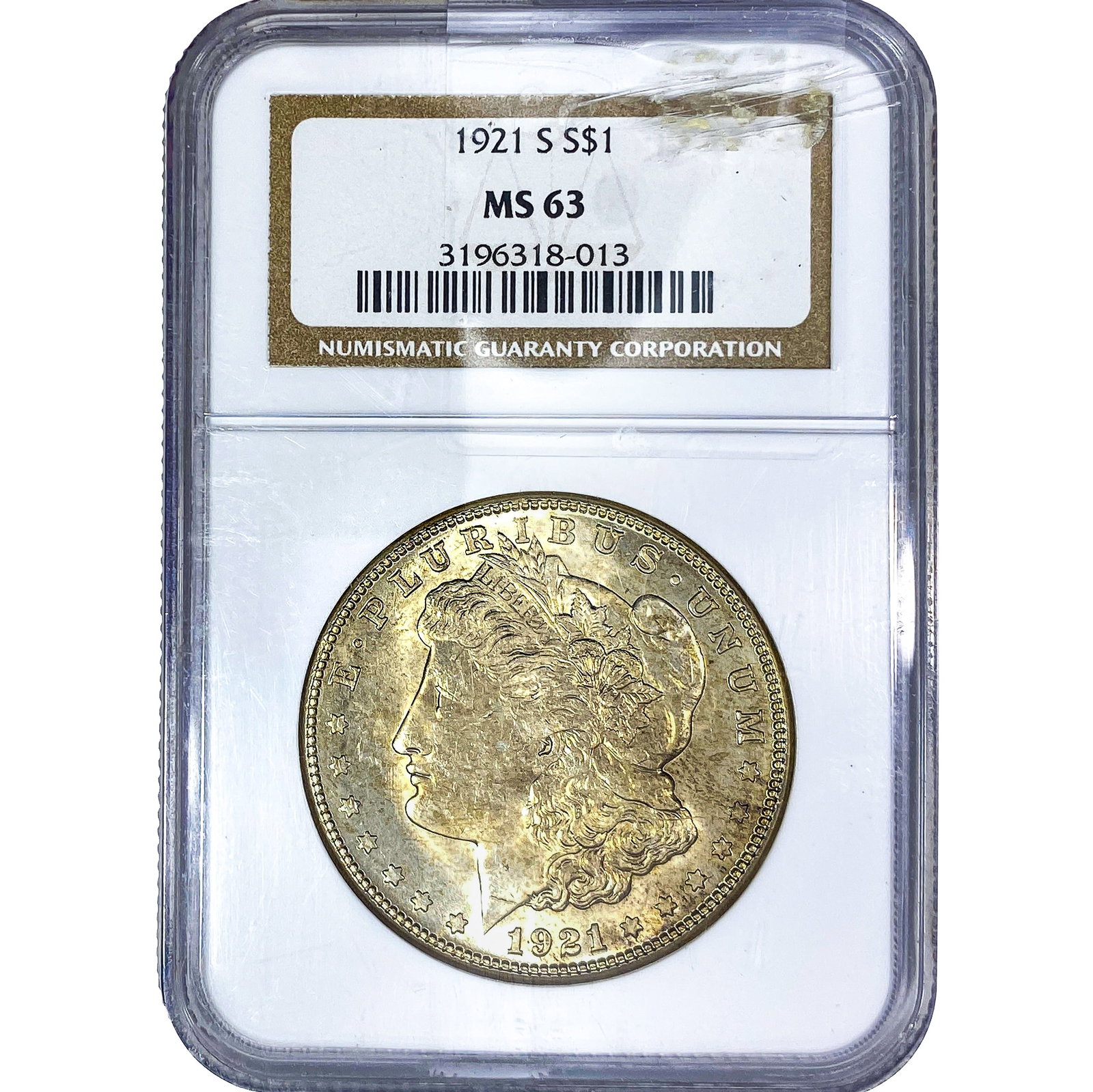 1921-S Morgan Silver Dollar NGC MS63: 1921-S Morgan Silver Dollar NGC MS63
