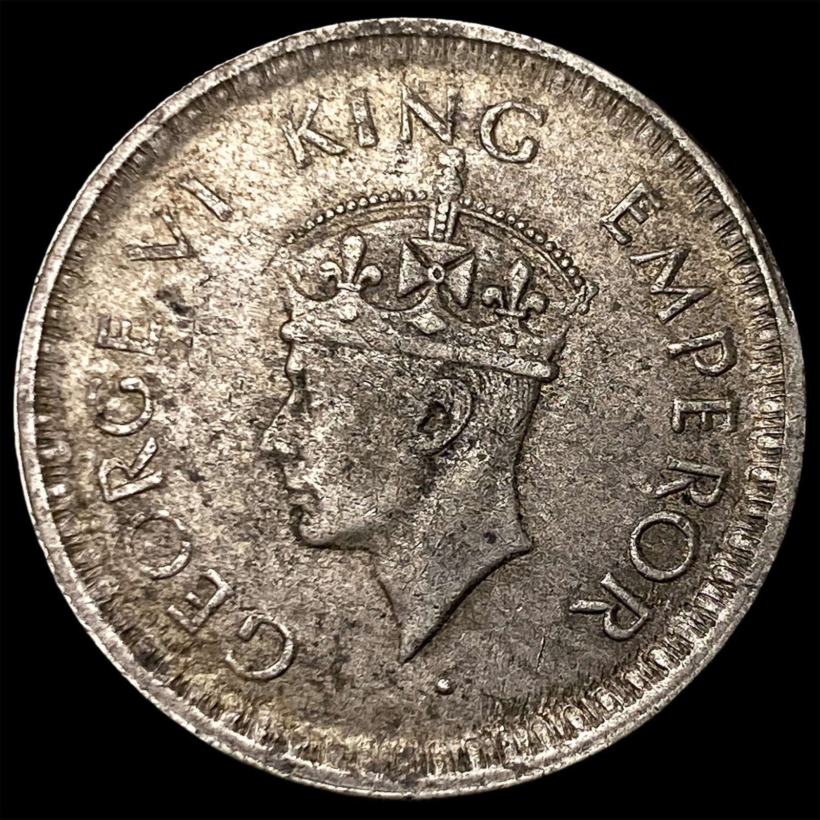 1943 British India Silver 1/2 Rupee: 1943 British India Silver 1/2 Rupee