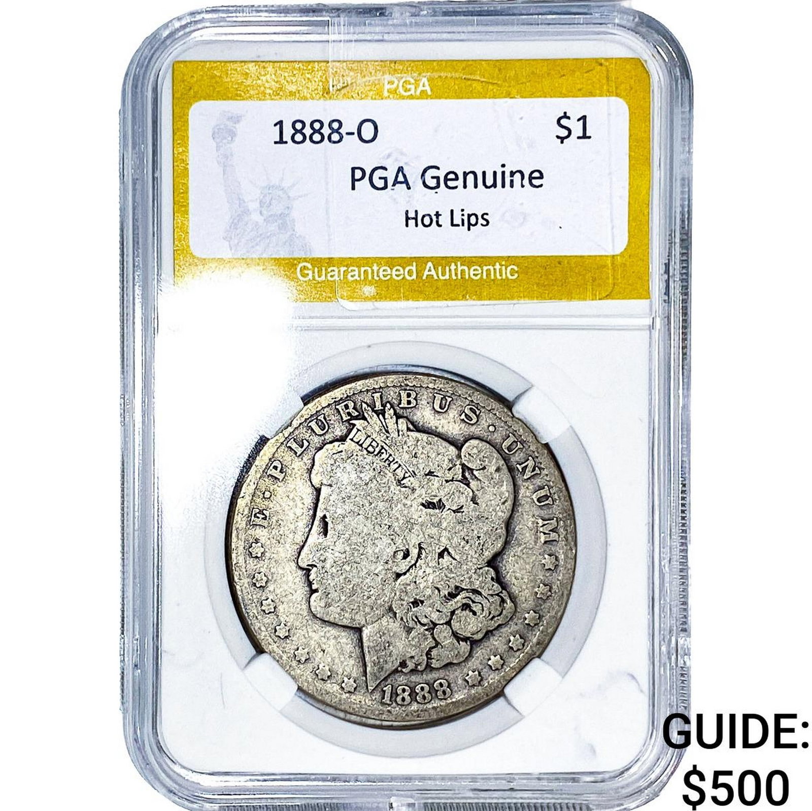 1888-O Morgan Silver Dollar PGA G Hot Lips: 1888-O Morgan Silver Dollar PGA G Hot Lips