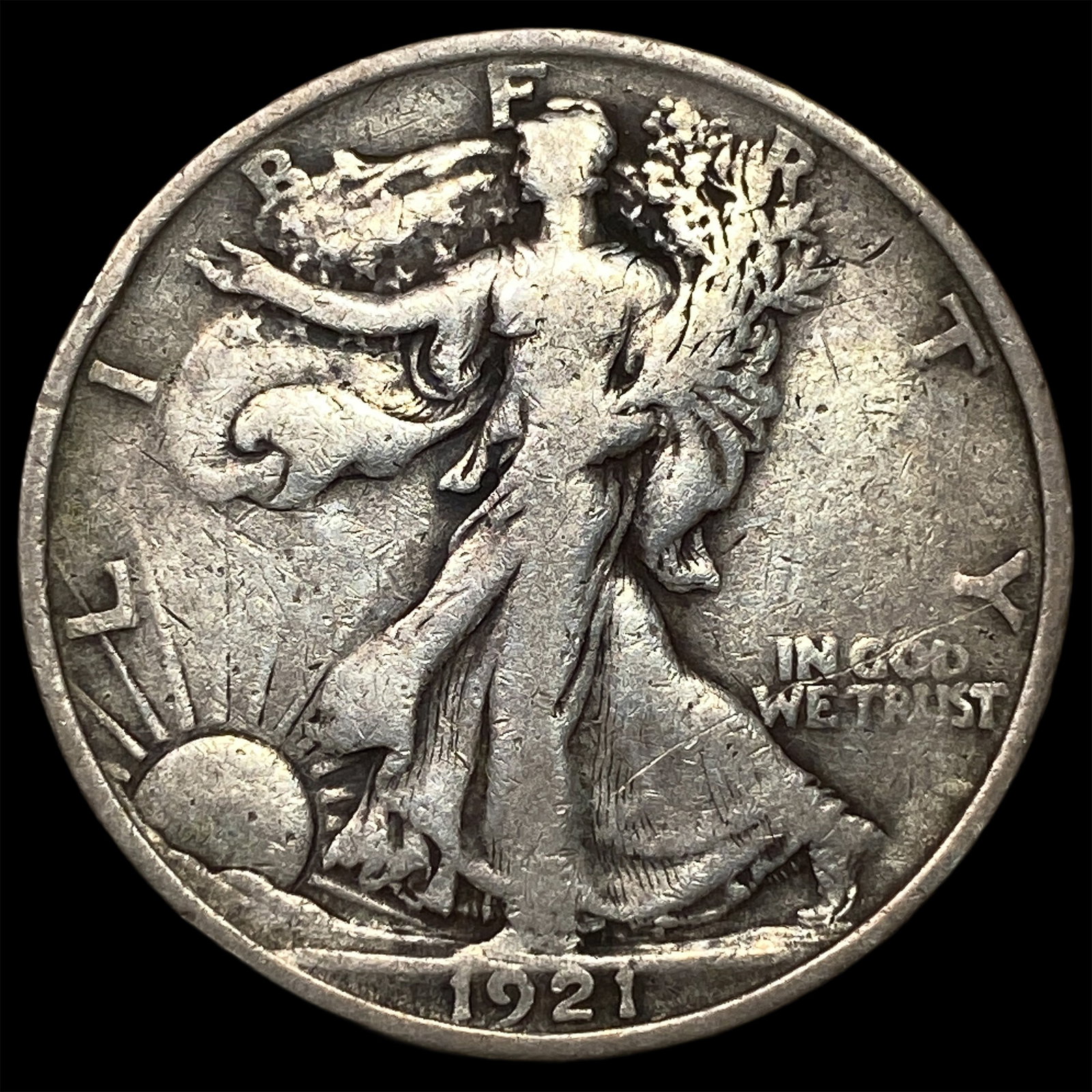 1921-S Silver Walking Liberty Half Dollar LIGHTLY CIRCULATED: 1921-S Silver Walking Liberty Half Dollar LIGHTLY CIRCULATED