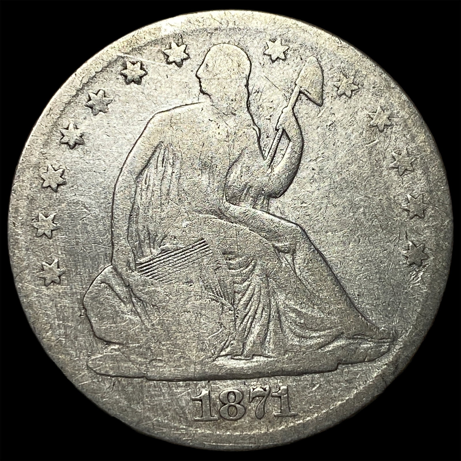 1871 Silver Half Dollar (Seated Liberty) NICELY CIRCULATED: 1871 Silver Half Dollar (Seated Liberty) NICELY CIRCULATED