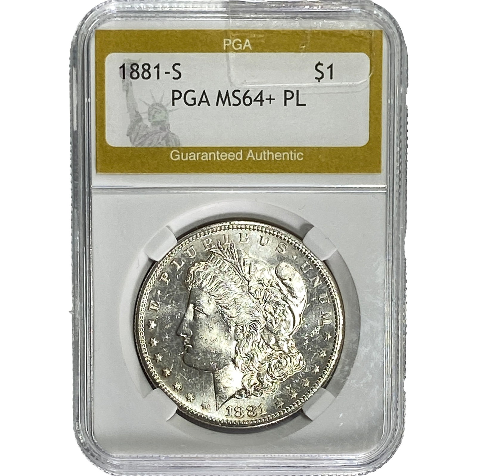 1881-S Morgan Silver Dollar PGA MS64+ PL: 1881-S Morgan Silver Dollar PGA MS64+ PL