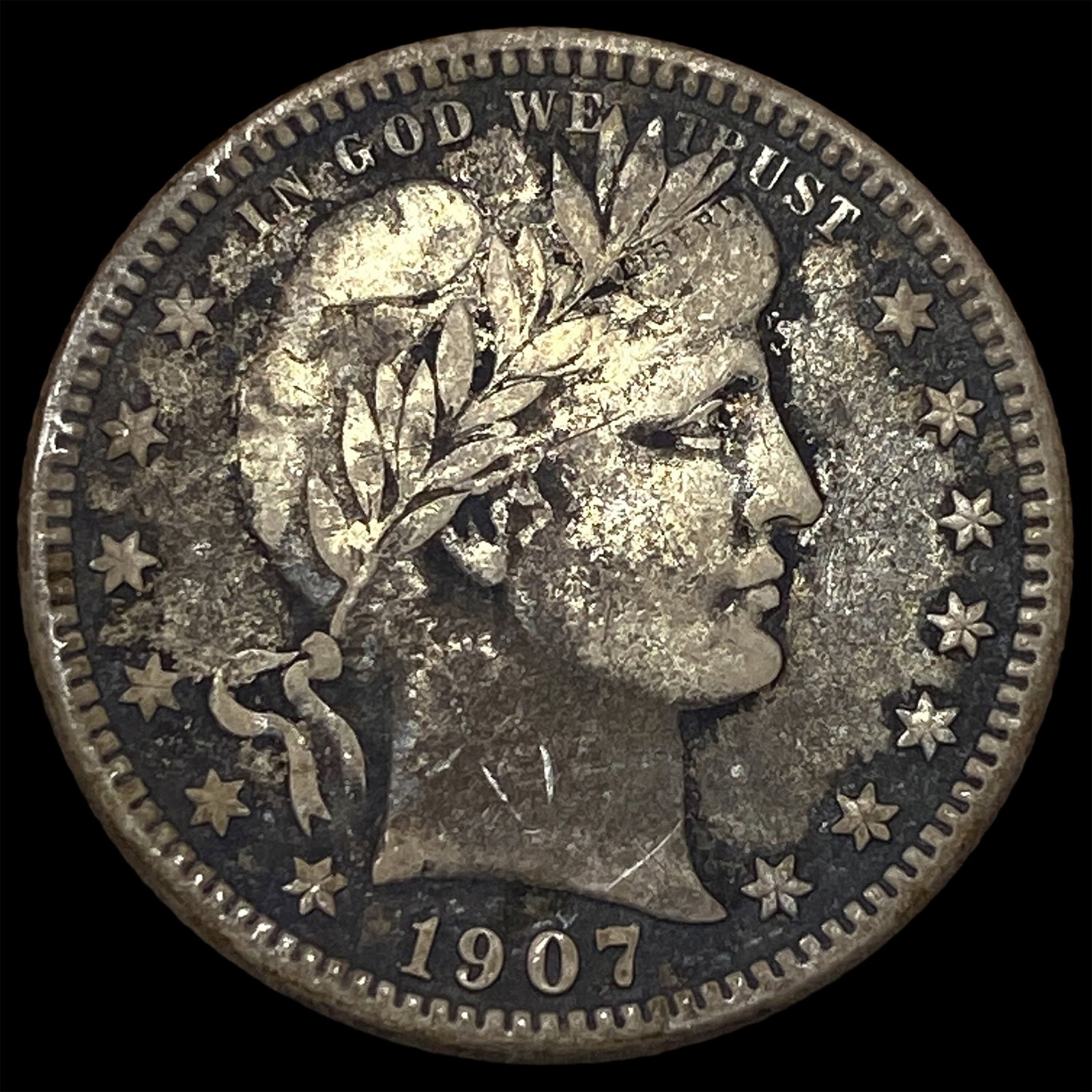 1907 Barber Quarter NICELY CIRCULATED: 1907 Barber Quarter NICELY CIRCULATED