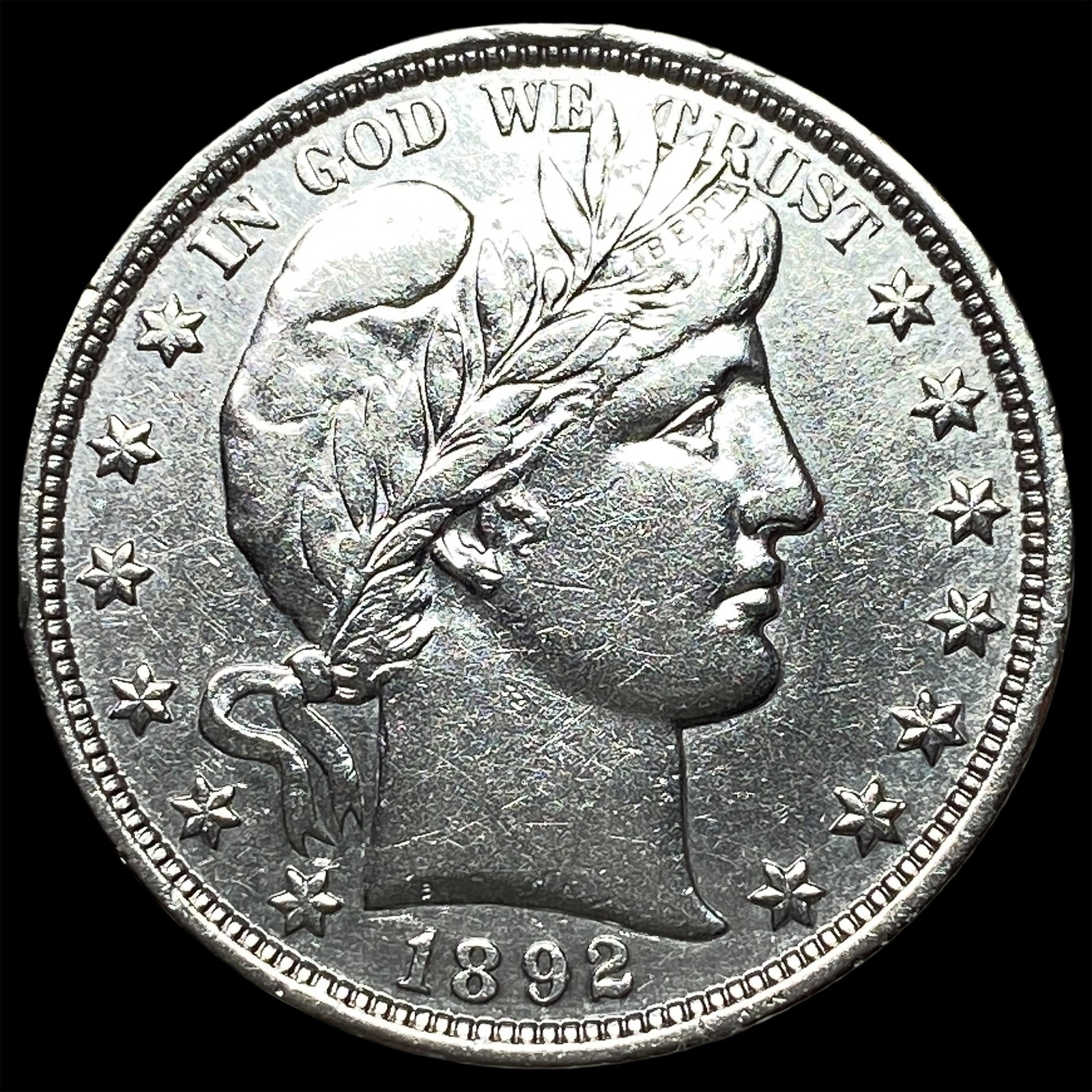 1892 Silver Half Dollar (Barber) CHOICE AU: 1892 Silver Half Dollar (Barber) CHOICE AU