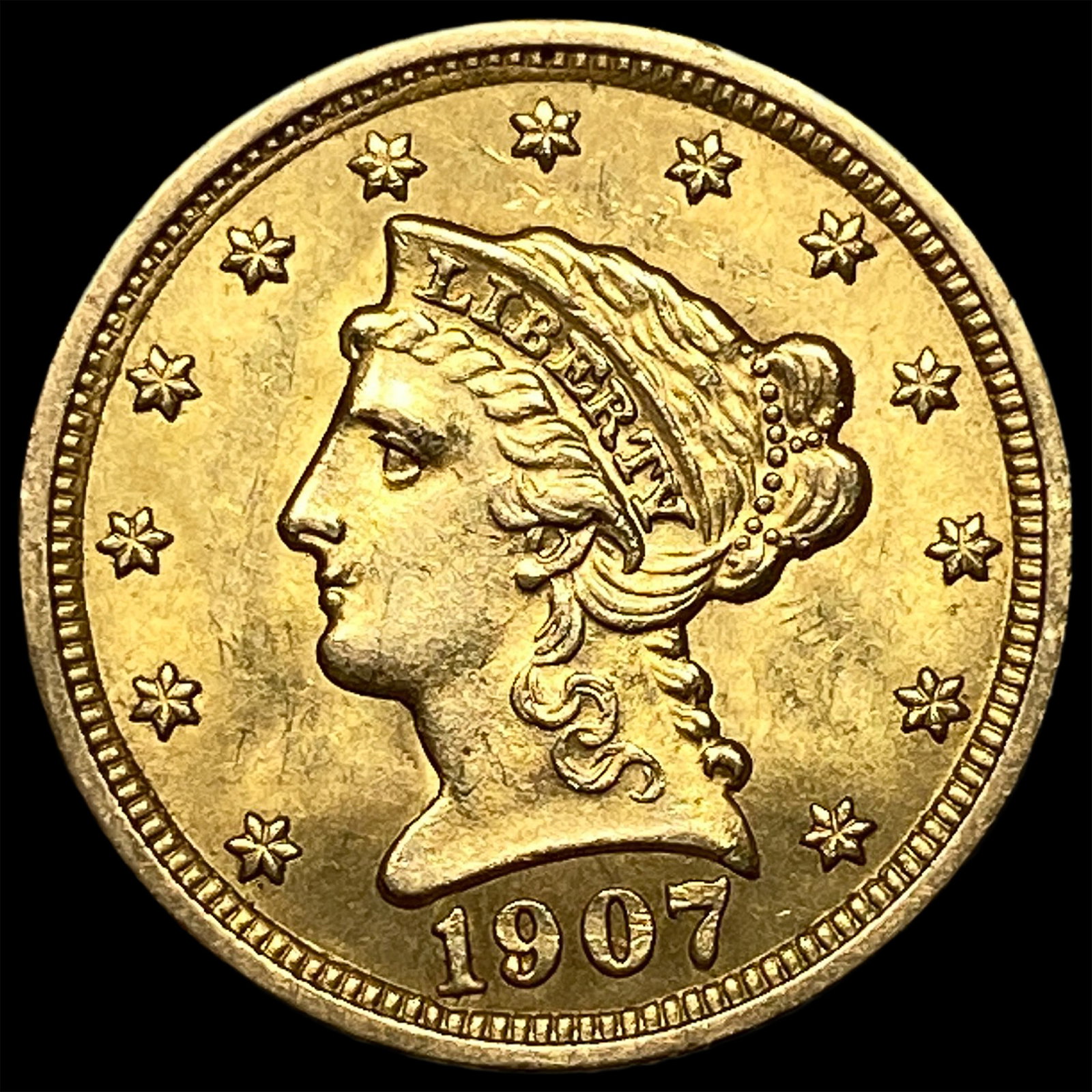 1907 Liberty Head Gold Quarter Eagle $2.50 UNCIRCULATED: 1907 Liberty Head Gold Quarter Eagle $2.50 UNCIRCULATED