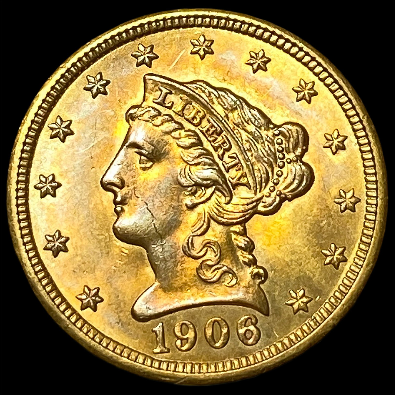 1906 Liberty Head Gold Quarter Eagle $2.50 GEM BU: 1906 Liberty Head Gold Quarter Eagle $2.50 GEM BU