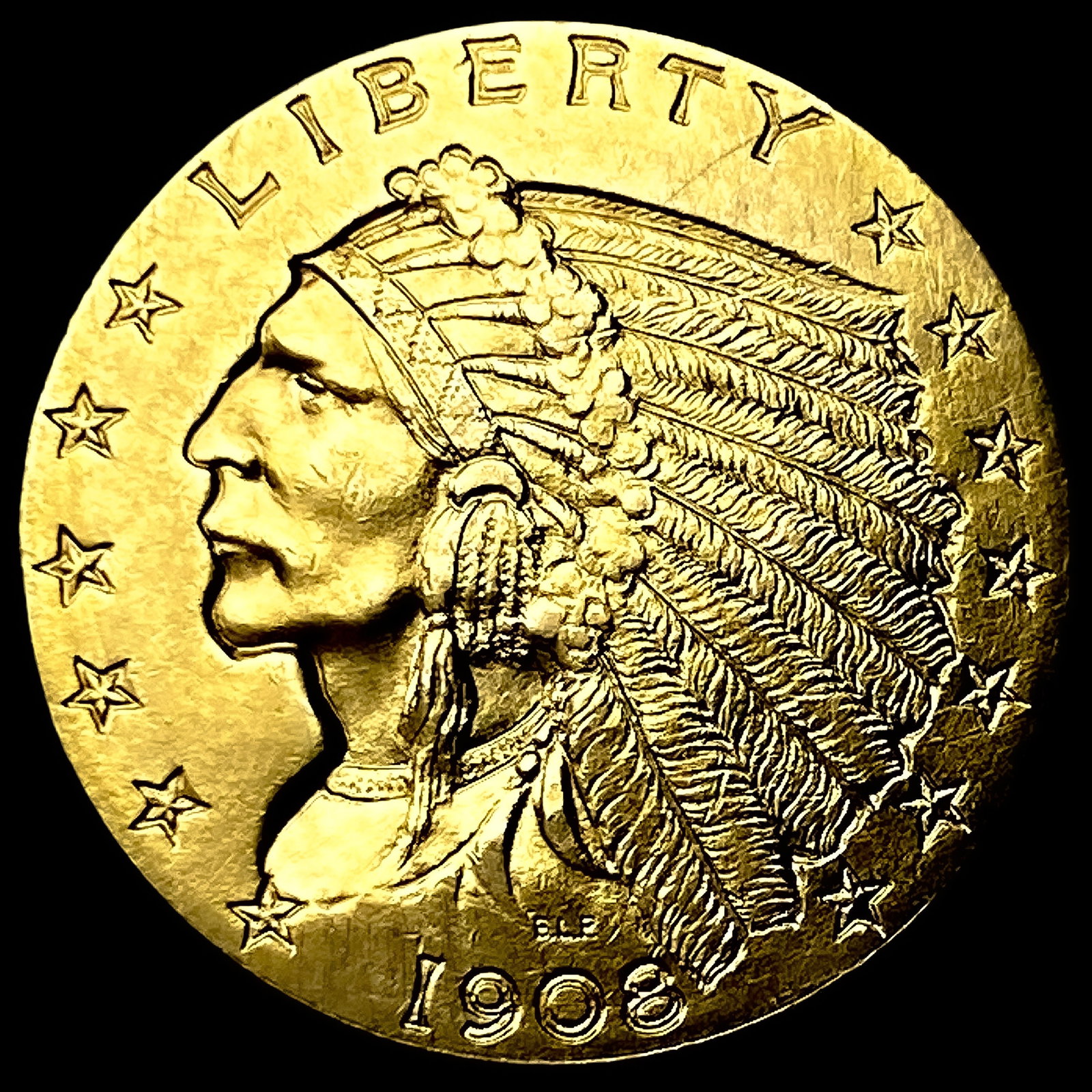 1908 Indian Head $2.5 Gold Quarter Eagle UNCIRCULATED (1 of 2)