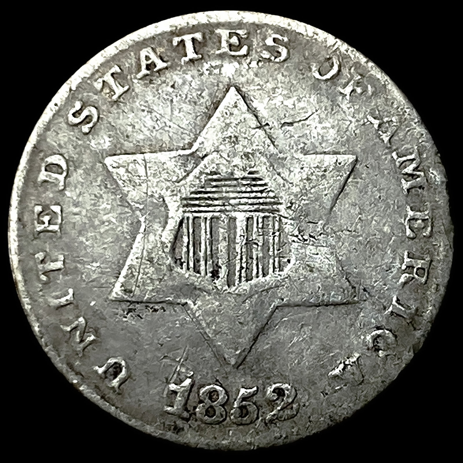 1852 Silver Three-Cent Piece NICELY CIRCULATED (1 of 2)