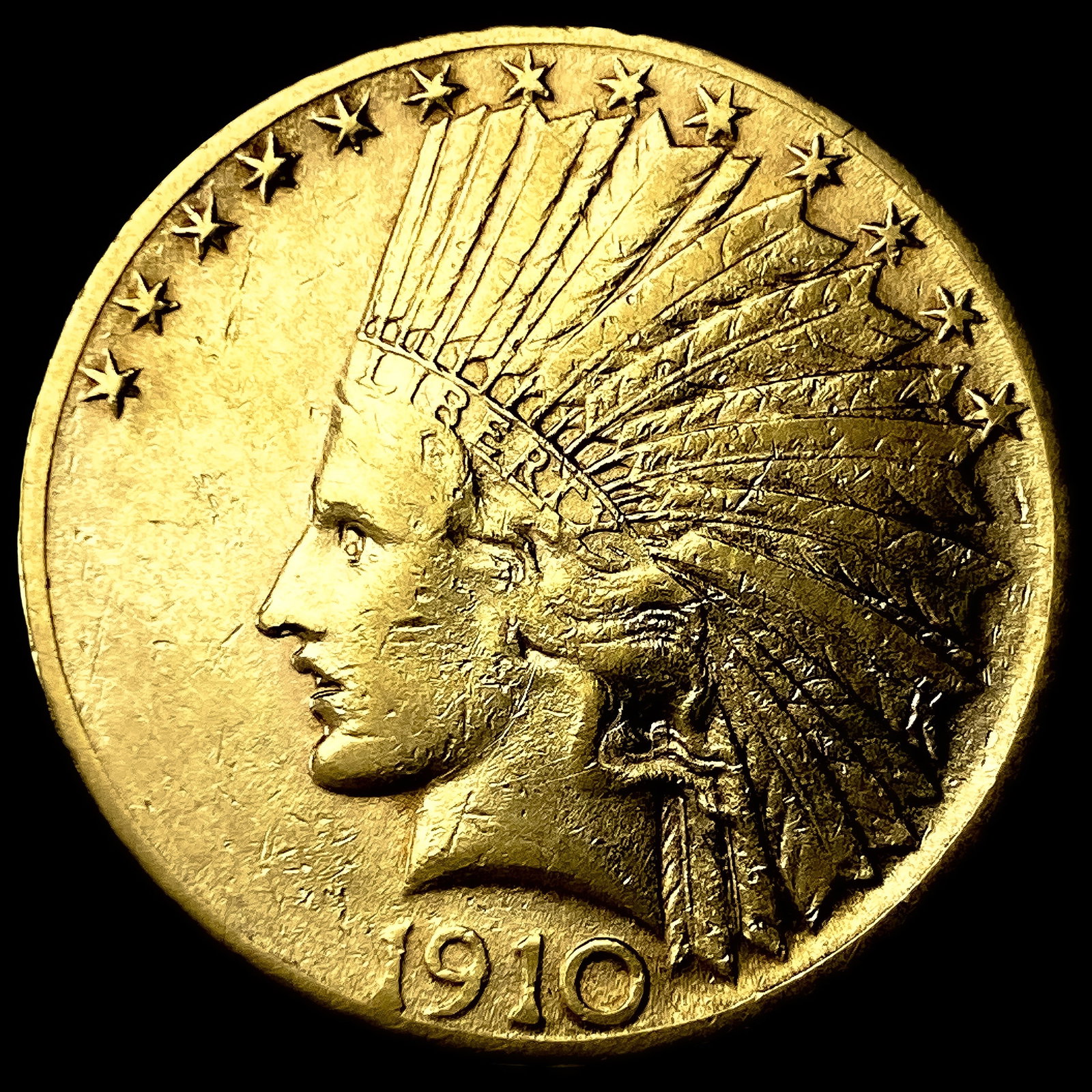 1910-S Gold $10 Indian Head Eagle CLOSELY UNCIRCULATED: 1910-S Gold $10 Indian Head Eagle CLOSELY UNCIRCULATED