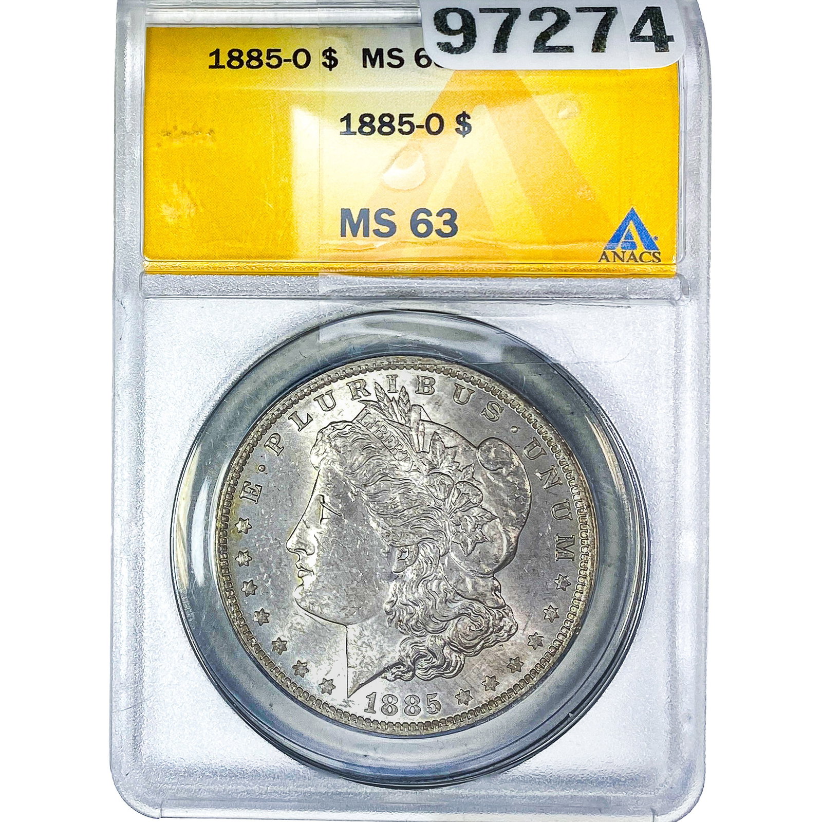 1885-O Morgan Silver Dollar ANACS MS63: 1885-O Morgan Silver Dollar ANACS MS63