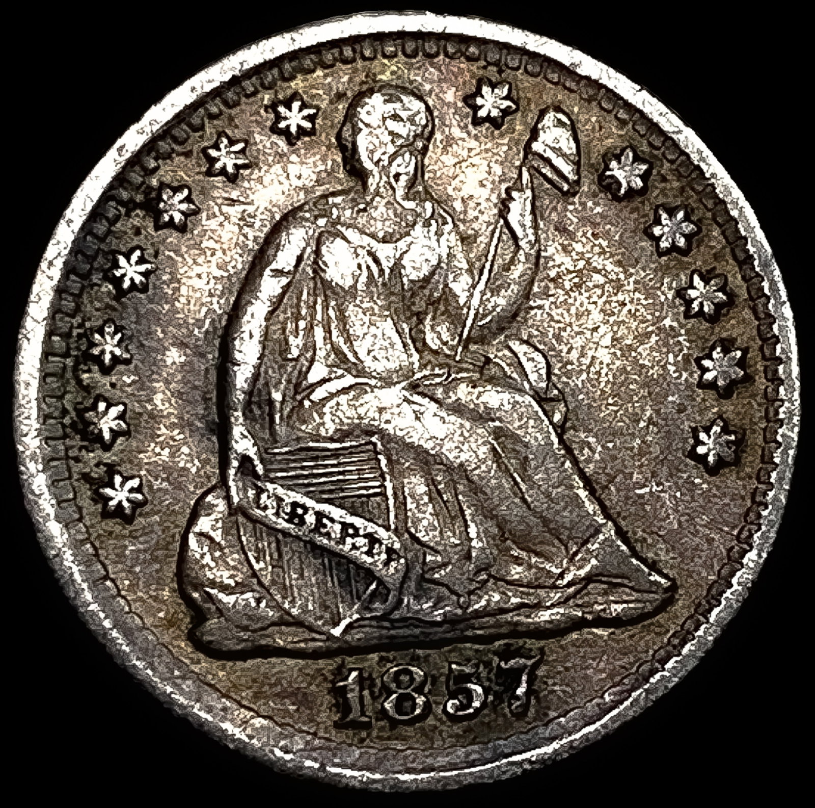 1857 Seated Liberty Half Dime CLOSELY UNCIRCULATED: 1857 Seated Liberty Half Dime CLOSELY UNCIRCULATED