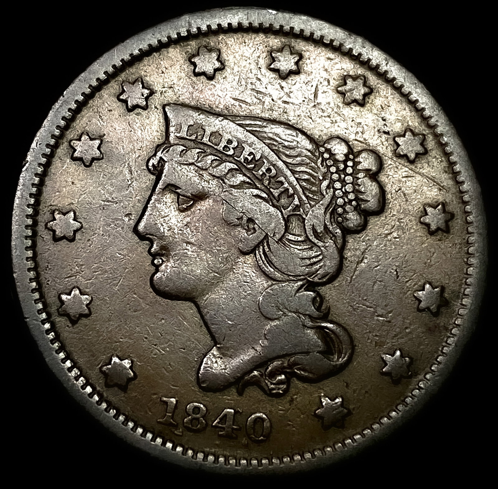 1840 Braided Hair Large Cent NEARLY UNCIRCULATED (1 of 2)