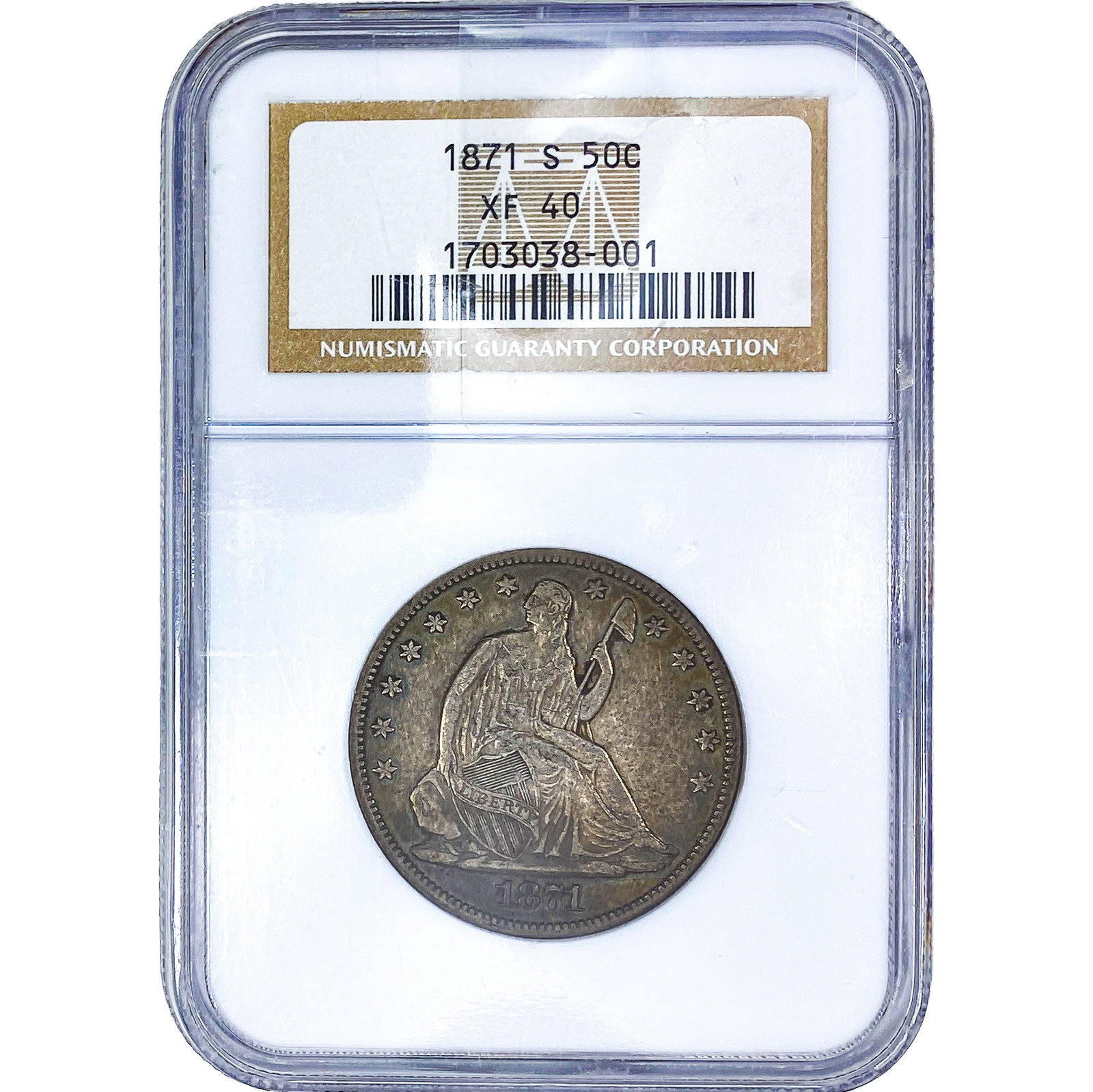 1871-S Seated Liberty Half Dollar NGC XF40: 1871-S Seated Liberty Half Dollar NGC XF40