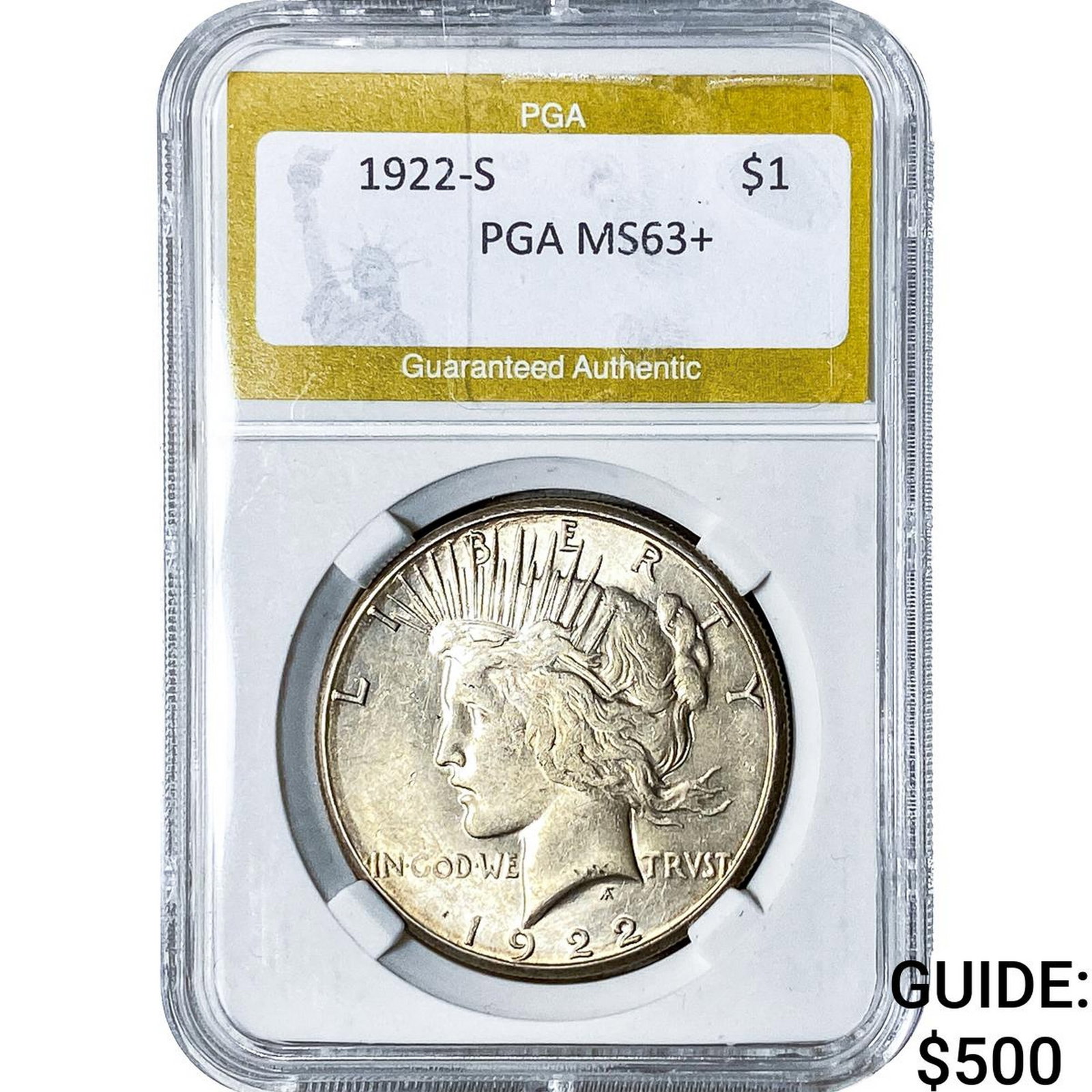 1922-S Silver Peace Dollar PGA MS63+ (1 of 2)