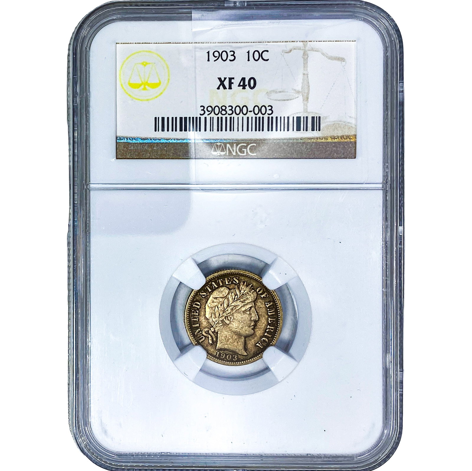 1903 Barber Dime NGC XF40: 1903 Barber Dime NGC XF40