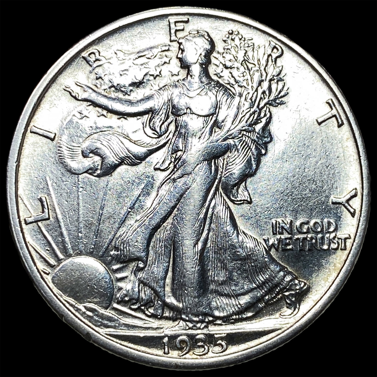 1935-S Silver Walking Liberty Half Dollar CLOSELY UNCIRCULATED (1 of 2)
