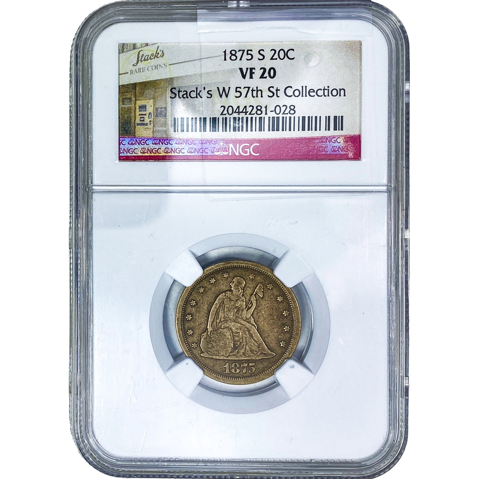 1875-S Twenty Cent Piece NGC VF20: 1875-S Twenty Cent Piece NGC VF20
