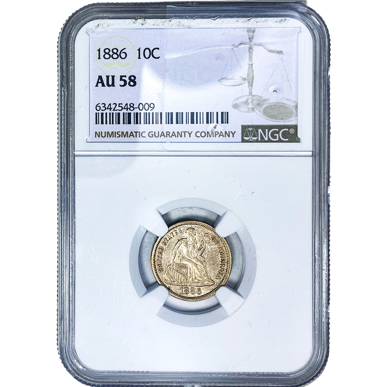 1886 Seated Liberty Dime NGC AU58 (1 of 2)