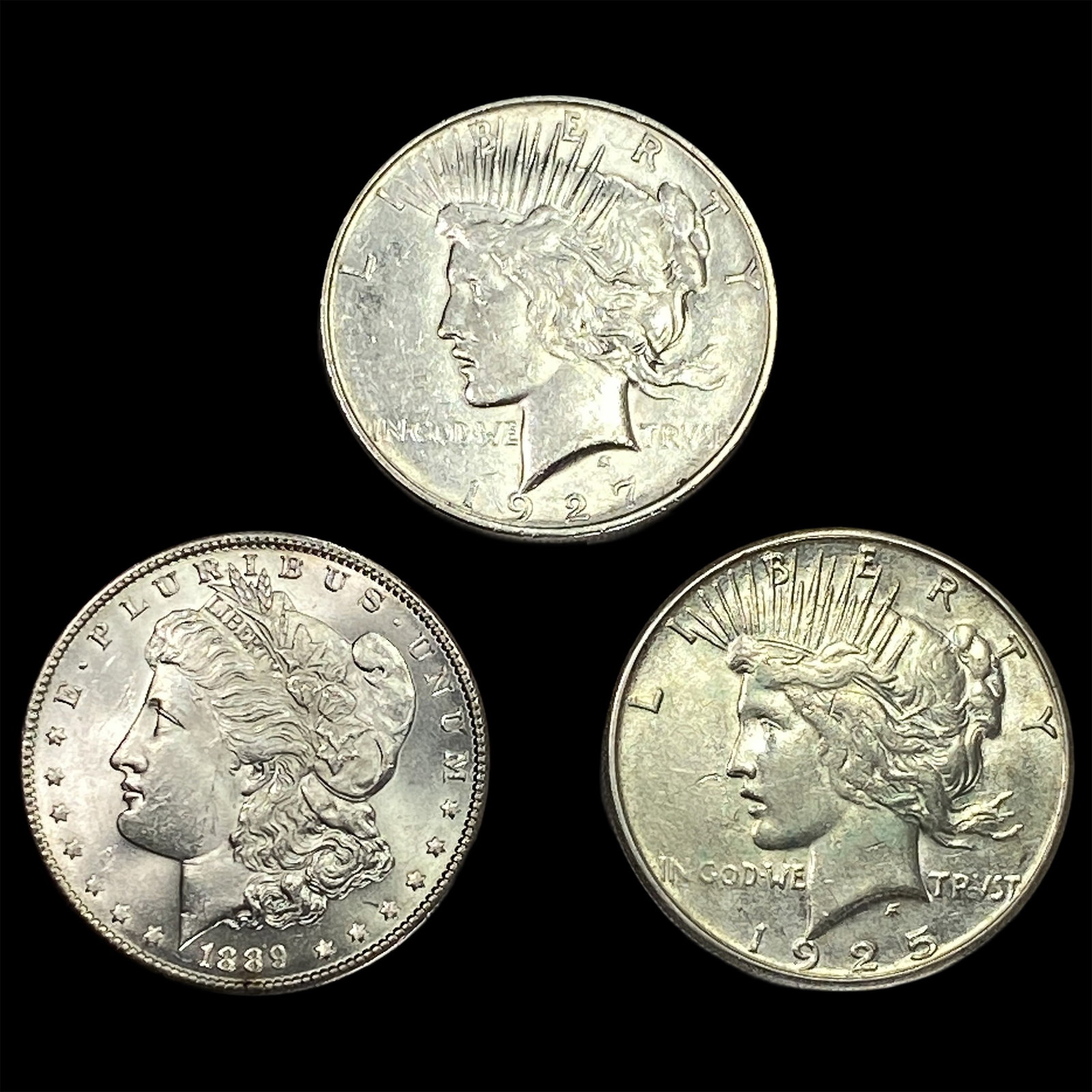[3 Coins] 1889-1927 Silver Morgan & Peace $1 (1 of 2)