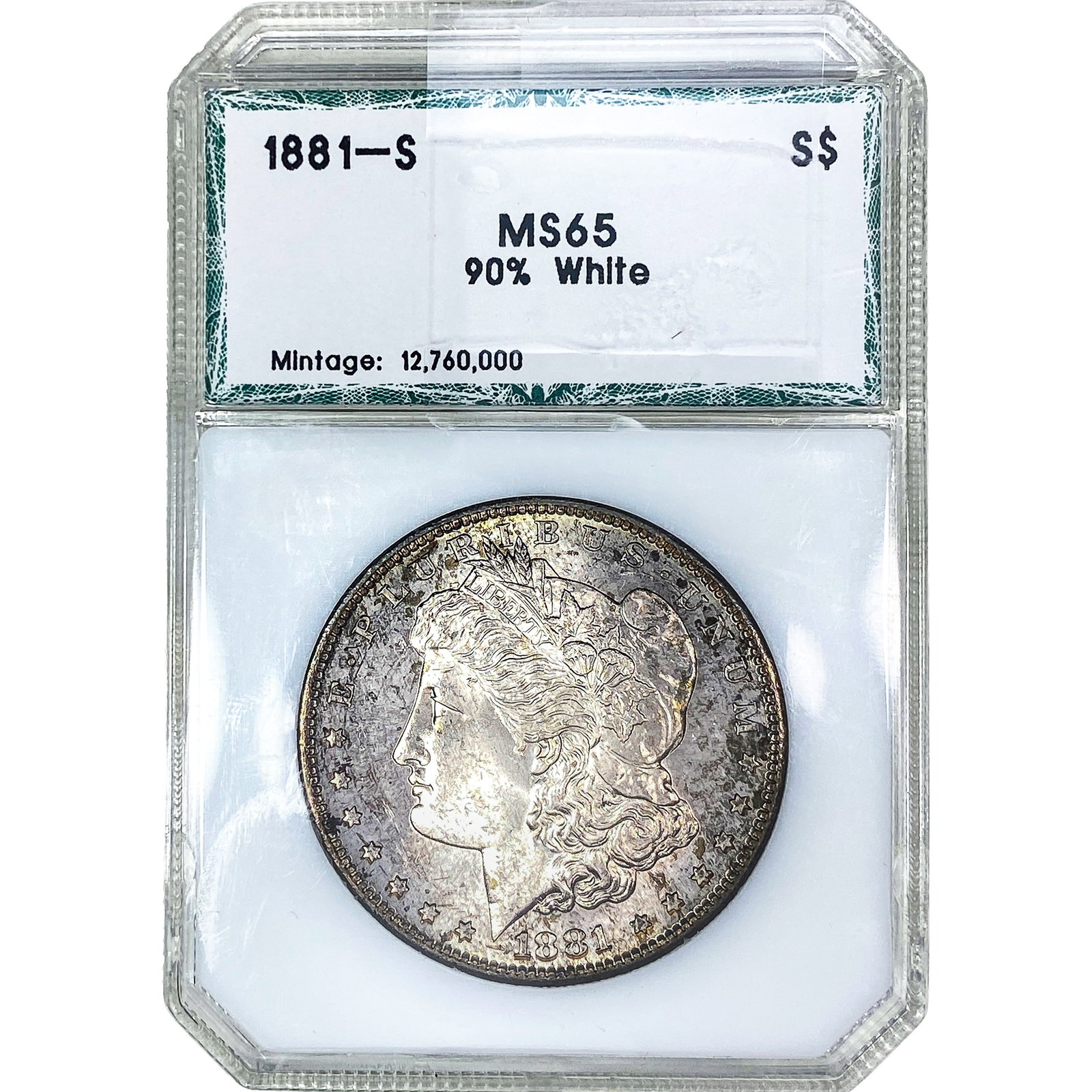 1881-S Morgan Silver Dollar PCI MS65: 1881-S Morgan Silver Dollar PCI MS65
