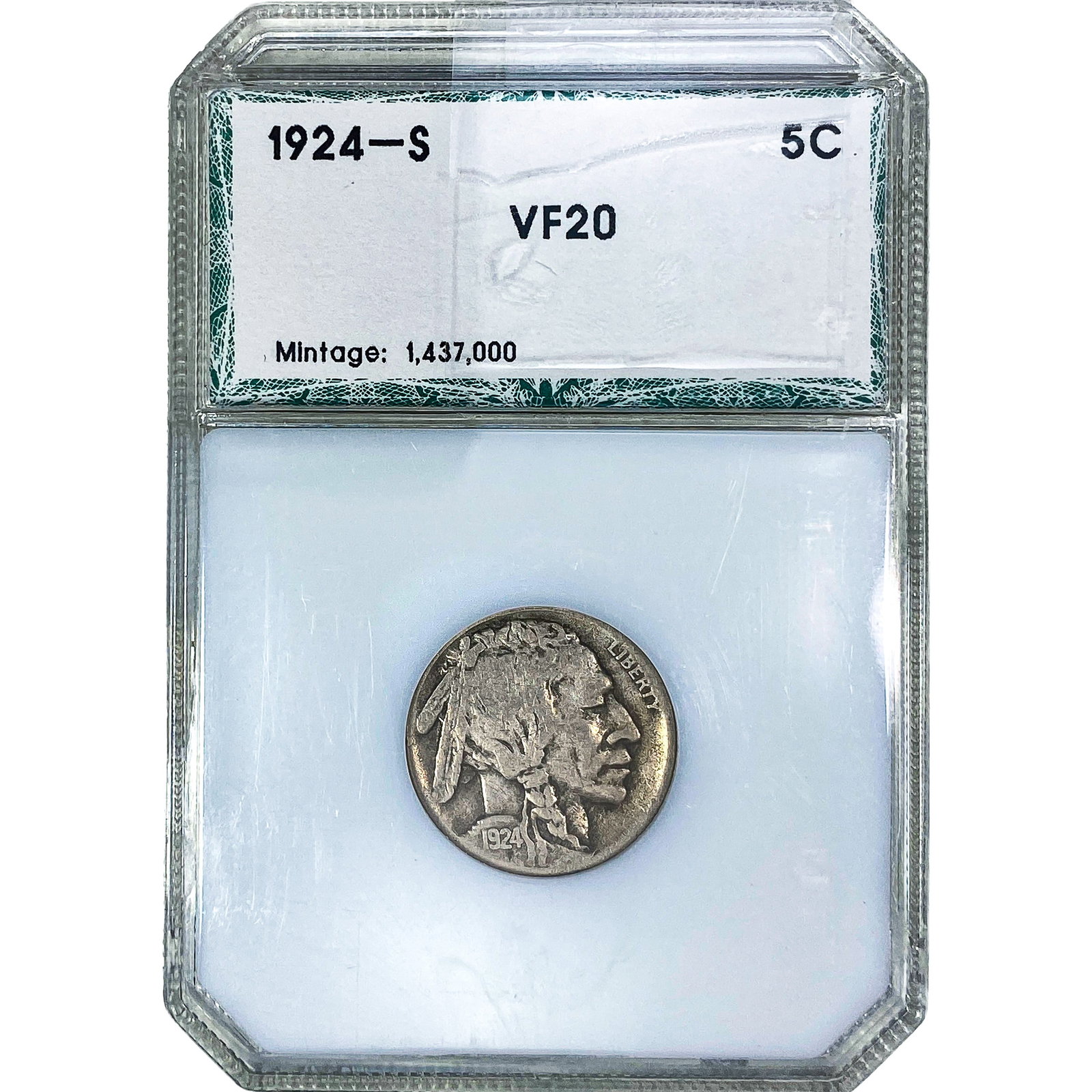 1924-S Buffalo Nickel PCI VF20: 1924-S Buffalo Nickel PCI VF20