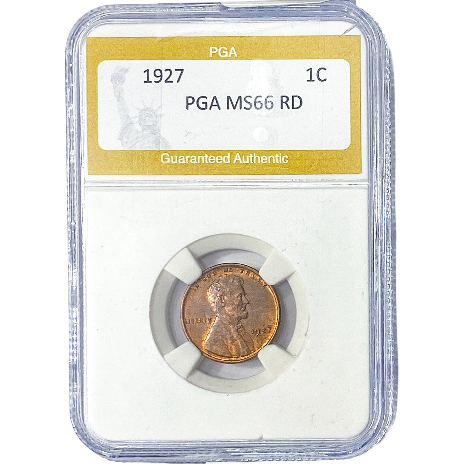 1927 Wheat Cent PGA MS66 RD: 1927 Wheat Cent PGA MS66 RD