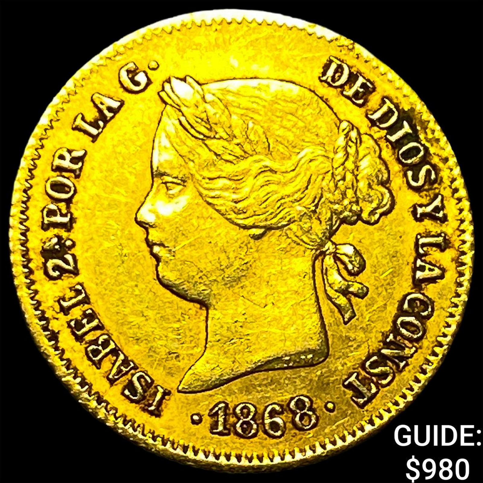 1868 Philippines Gold 1 Peso .0476 AGW: 1868 Philippines Gold 1 Peso .0476 AGW