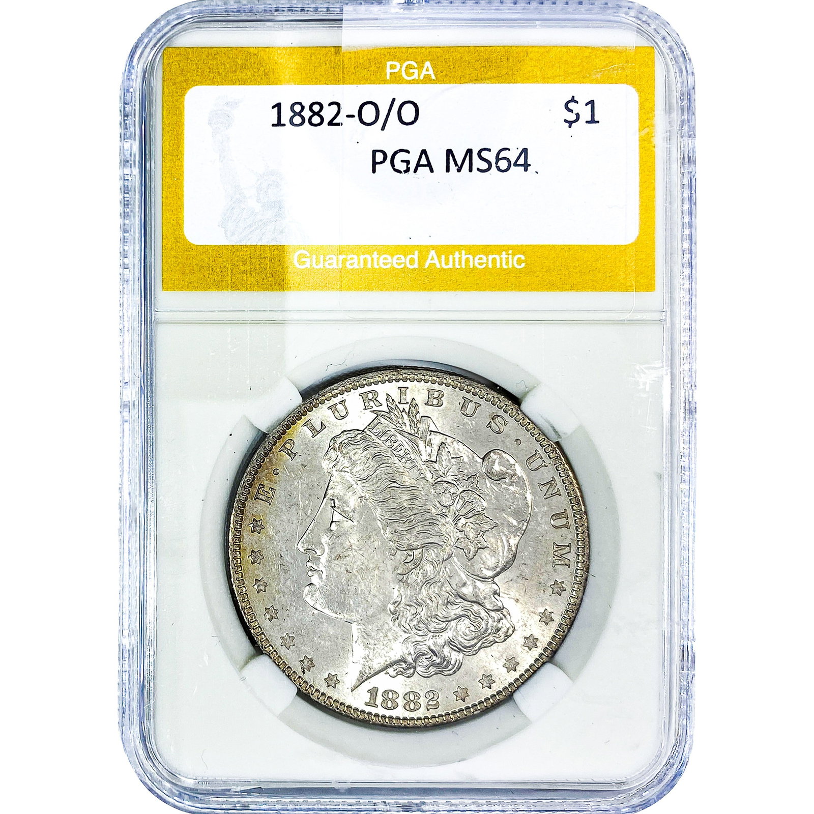 1882-O/O Morgan Silver Dollar PGA MS64: 1882-O/O Morgan Silver Dollar PGA MS64