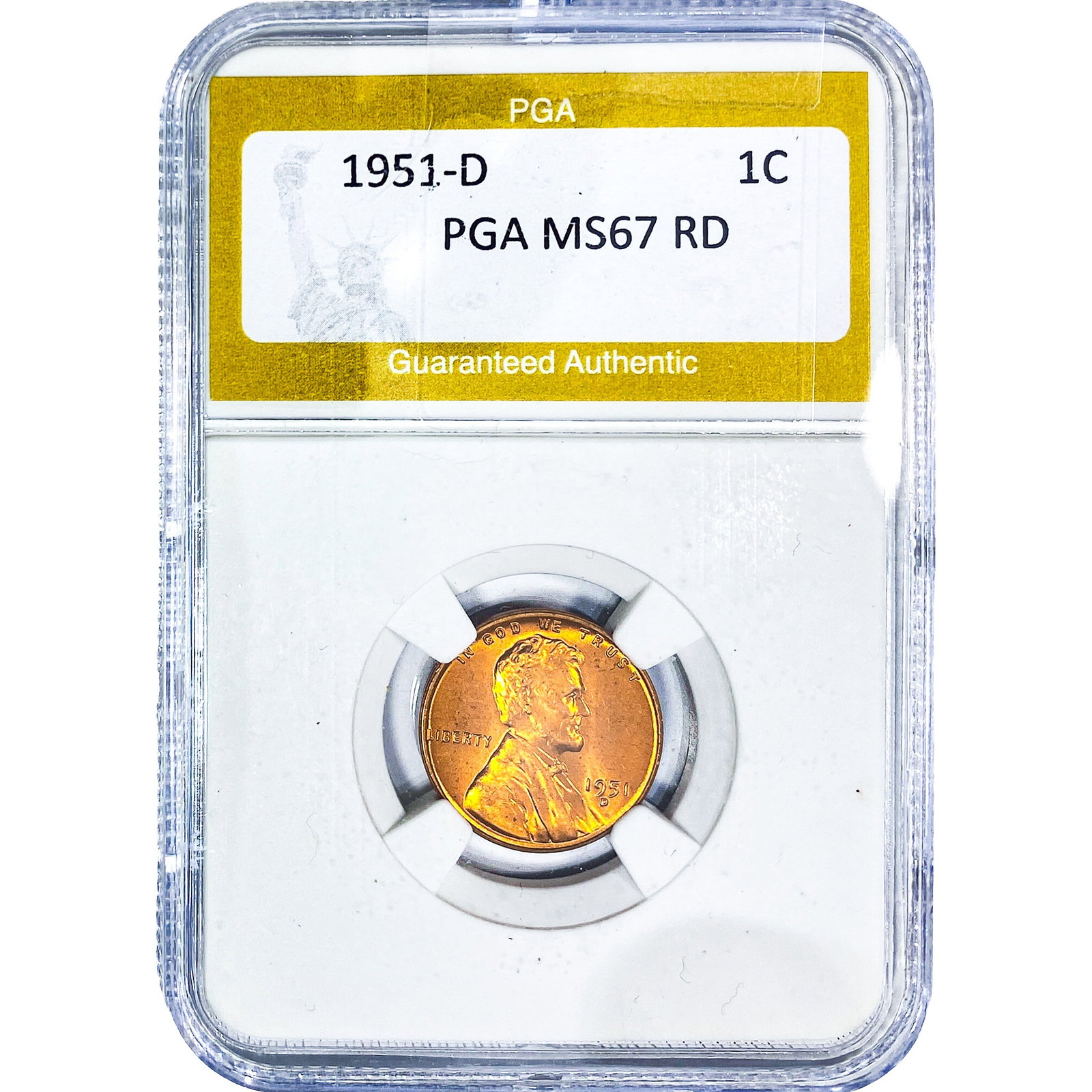 1951-D Wheat Cent PGA MS67 RD: 1951-D Wheat Cent PGA MS67 RD