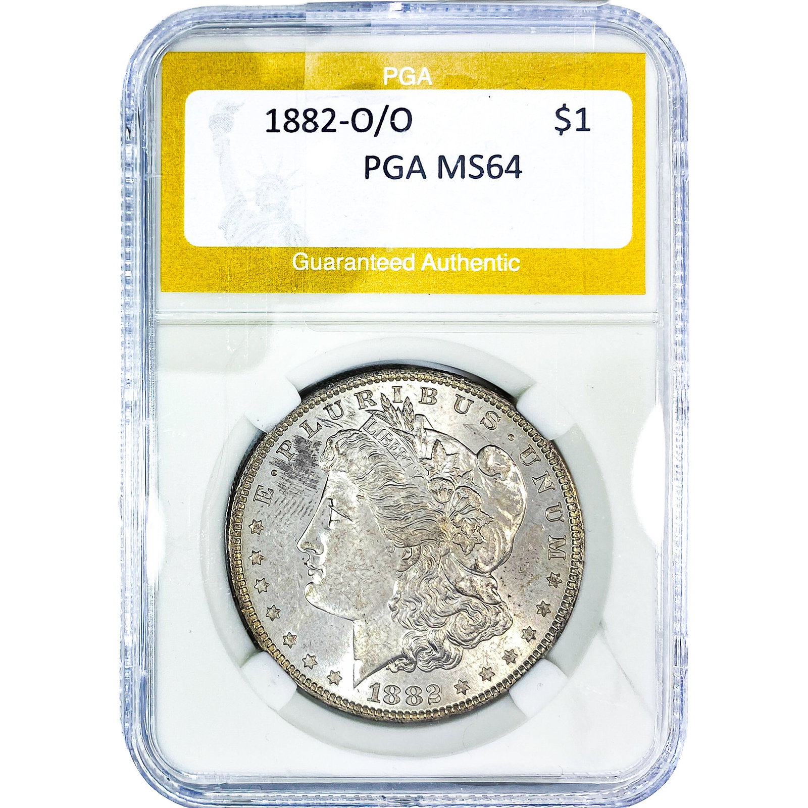 1882-O/O Morgan Silver Dollar PGA MS64: 1882-O/O Morgan Silver Dollar PGA MS64