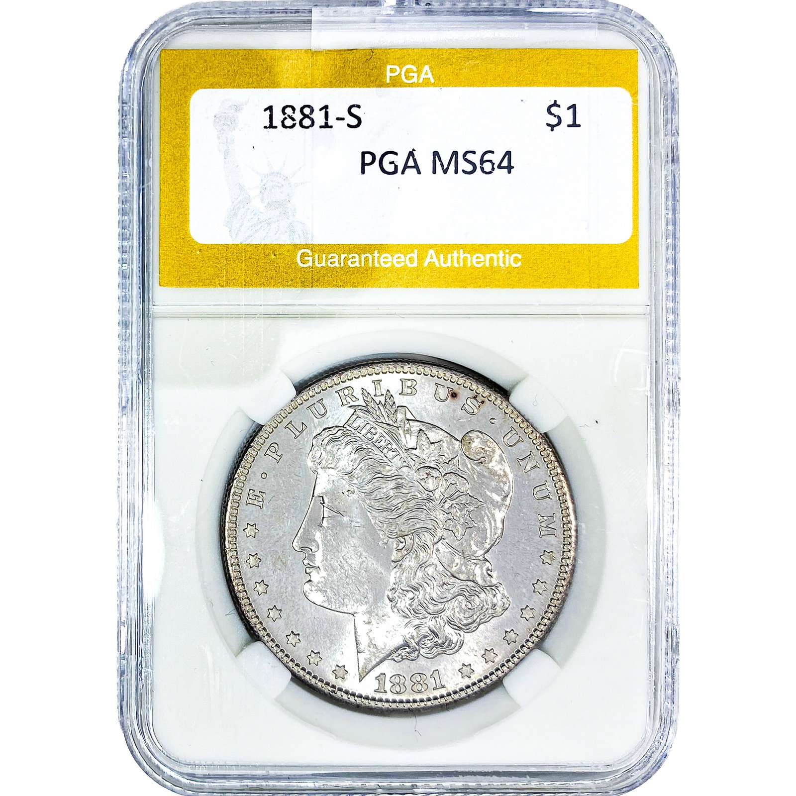 1881-S Morgan Silver Dollar PGA MS64: 1881-S Morgan Silver Dollar PGA MS64