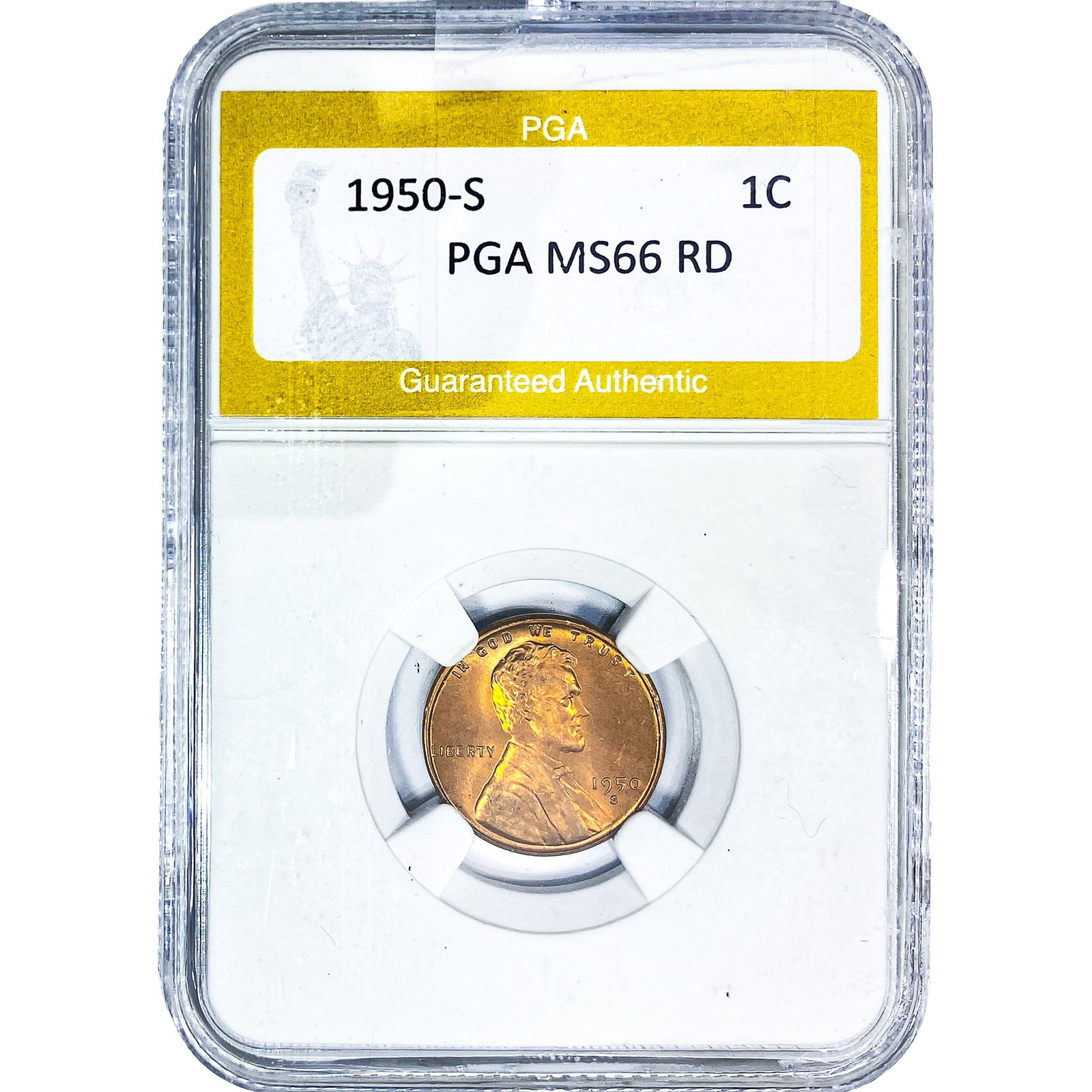 1950-S Wheat Cent PGA MS66 RD: 1950-S Wheat Cent PGA MS66 RD