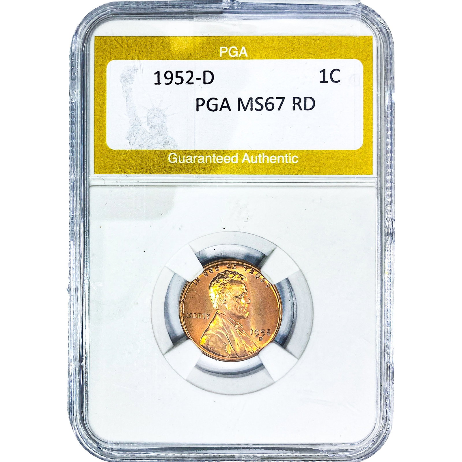 1952-D Wheat Cent PGA MS67 RD: 1952-D Wheat Cent PGA MS67 RD