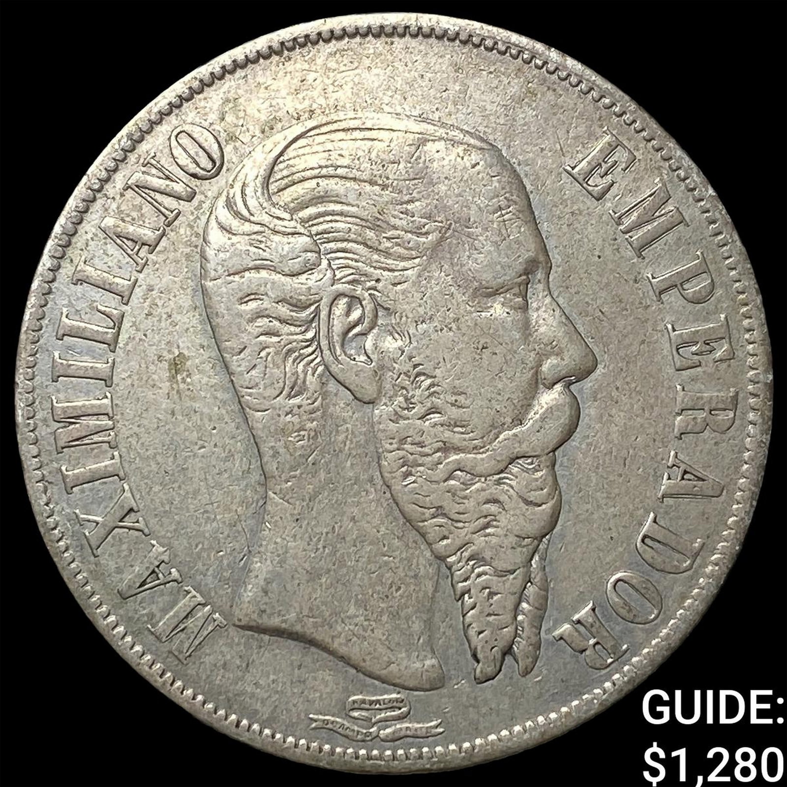 1866 Mexico Maximilian I Silver 1 Peso NEARLY UNCIRCULATED: 1866 Mexico Maximilian I Silver 1 Peso NEARLY UNCIRCULATED