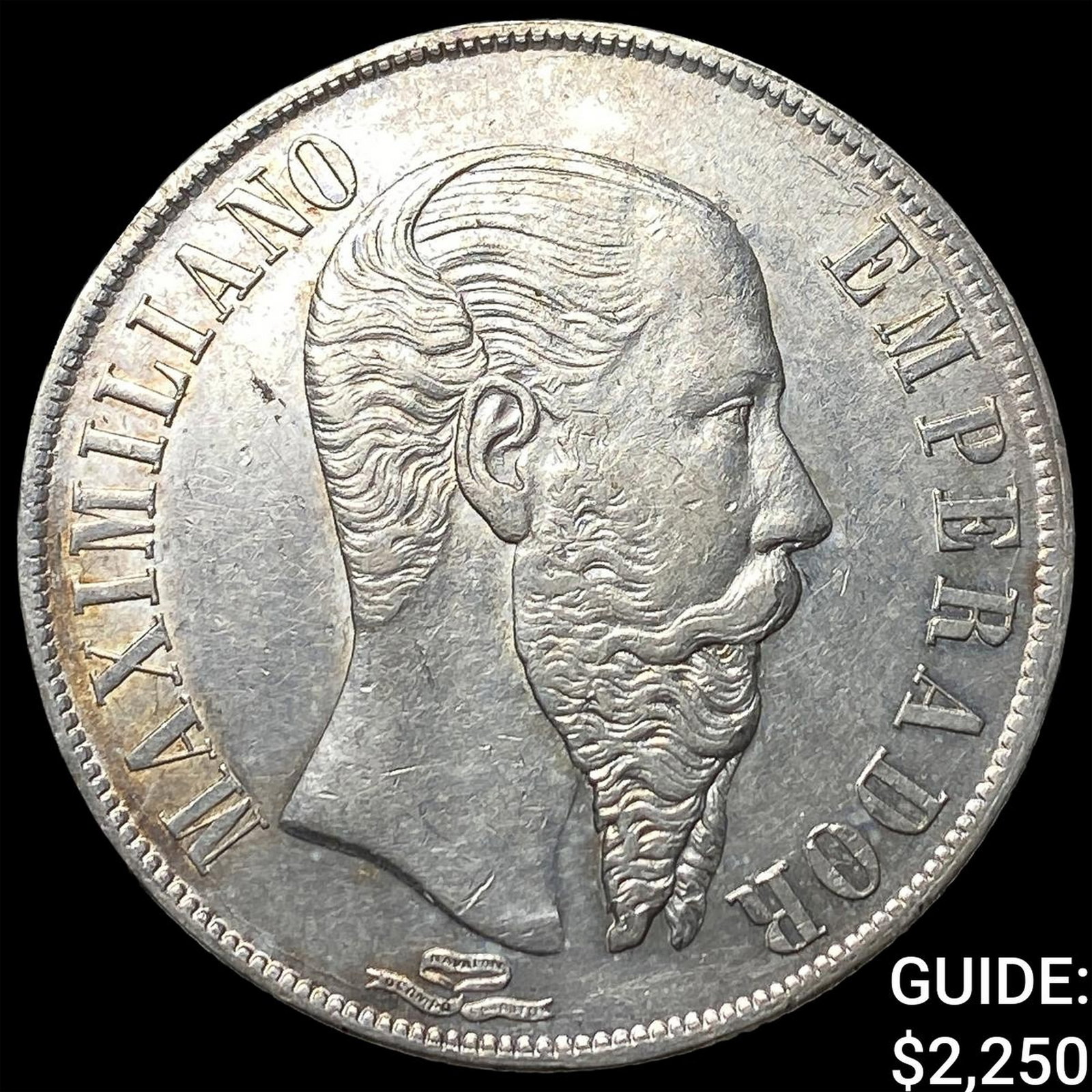 1866 Mexico Maximilian I Silver 1 Peso CLOSELY UNCIRCULATED: 1866 Mexico Maximilian I Silver 1 Peso CLOSELY UNCIRCULATED