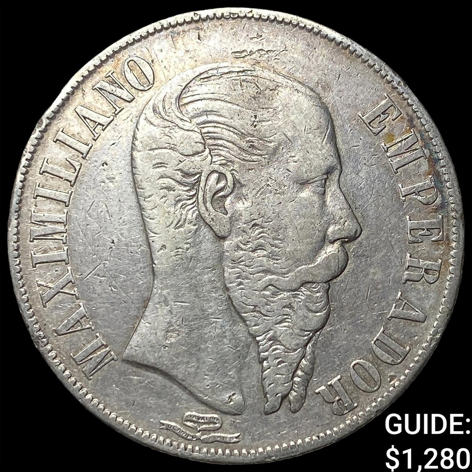1866 Mexico Maximilian I Silver 1 Peso NEARLY UNCIRCULATED: 1866 Mexico Maximilian I Silver 1 Peso NEARLY UNCIRCULATED