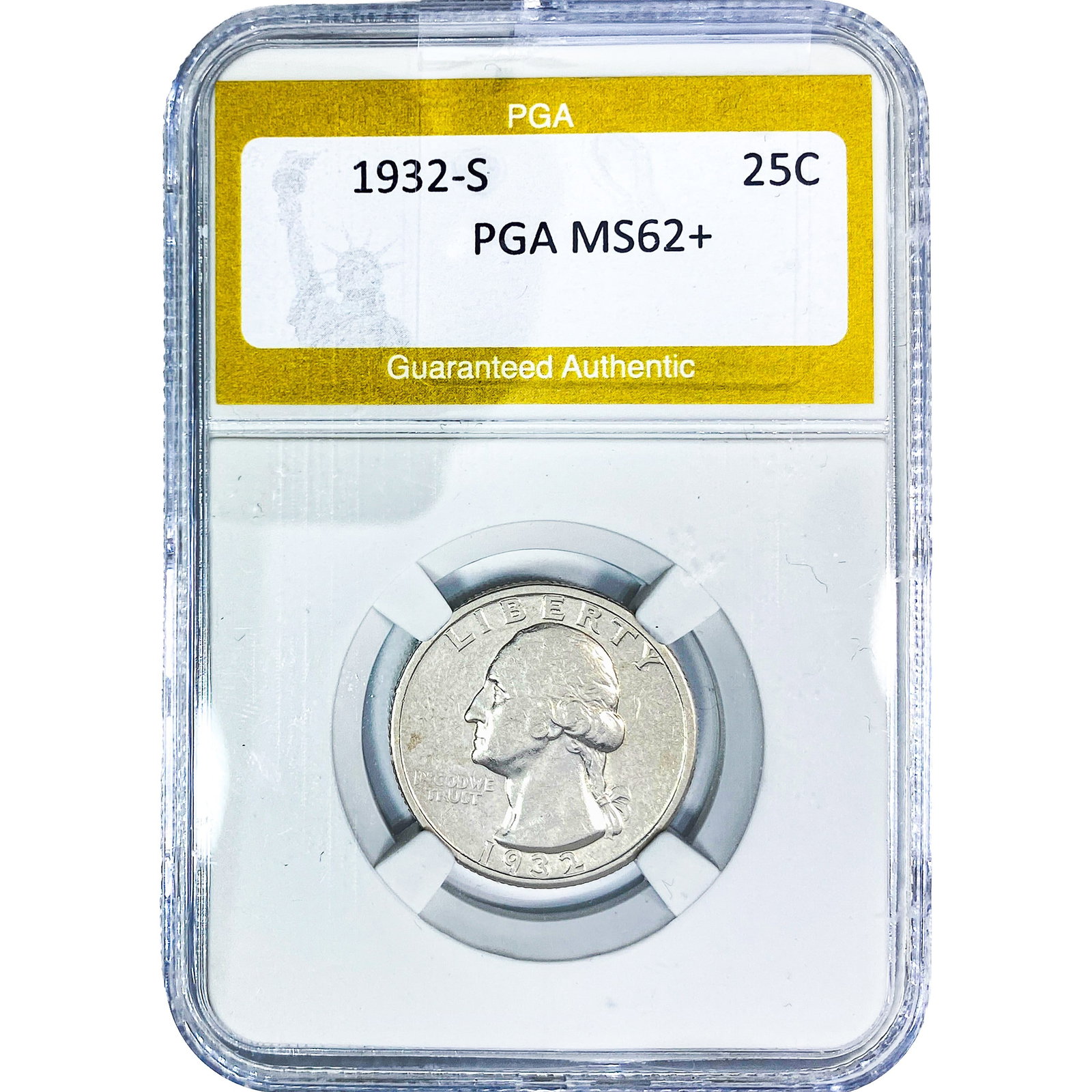 1932-S Washington Silver Quarter PGA MS62+: 1932-S Washington Silver Quarter PGA MS62+