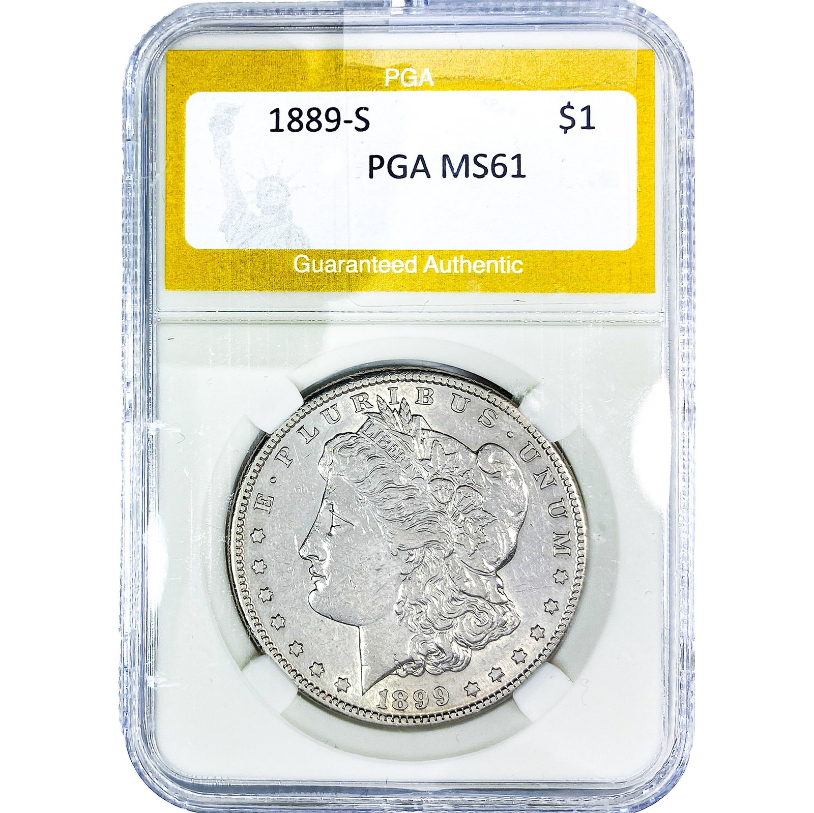 1889-S Morgan Silver Dollar PGA MS61: 1889-S Morgan Silver Dollar PGA MS61