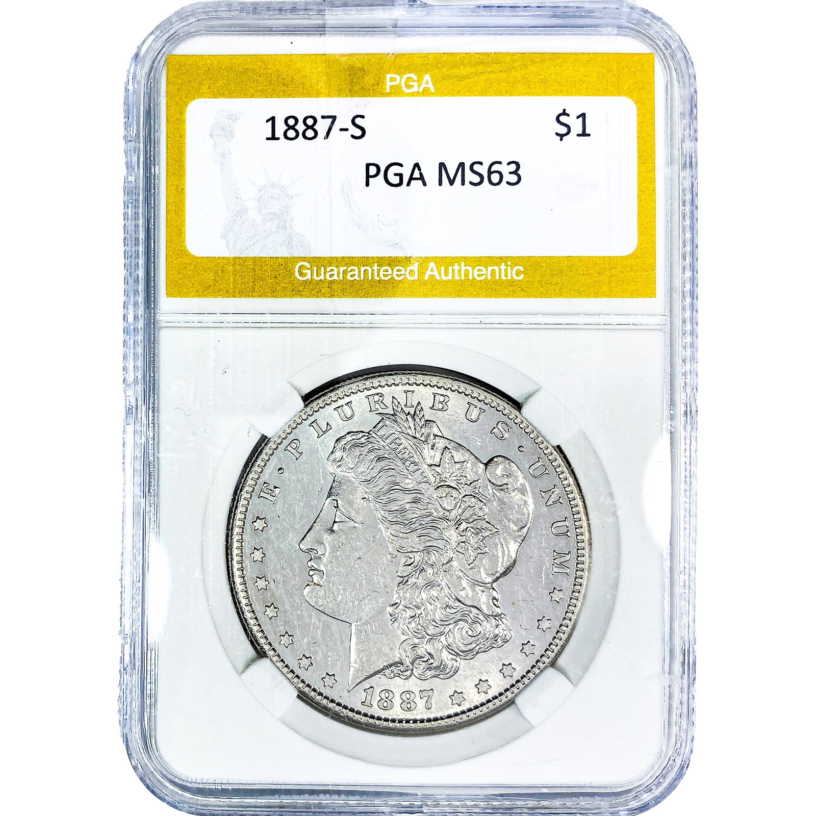 1887-S Morgan Silver Dollar PGA MS63: 1887-S Morgan Silver Dollar PGA MS63
